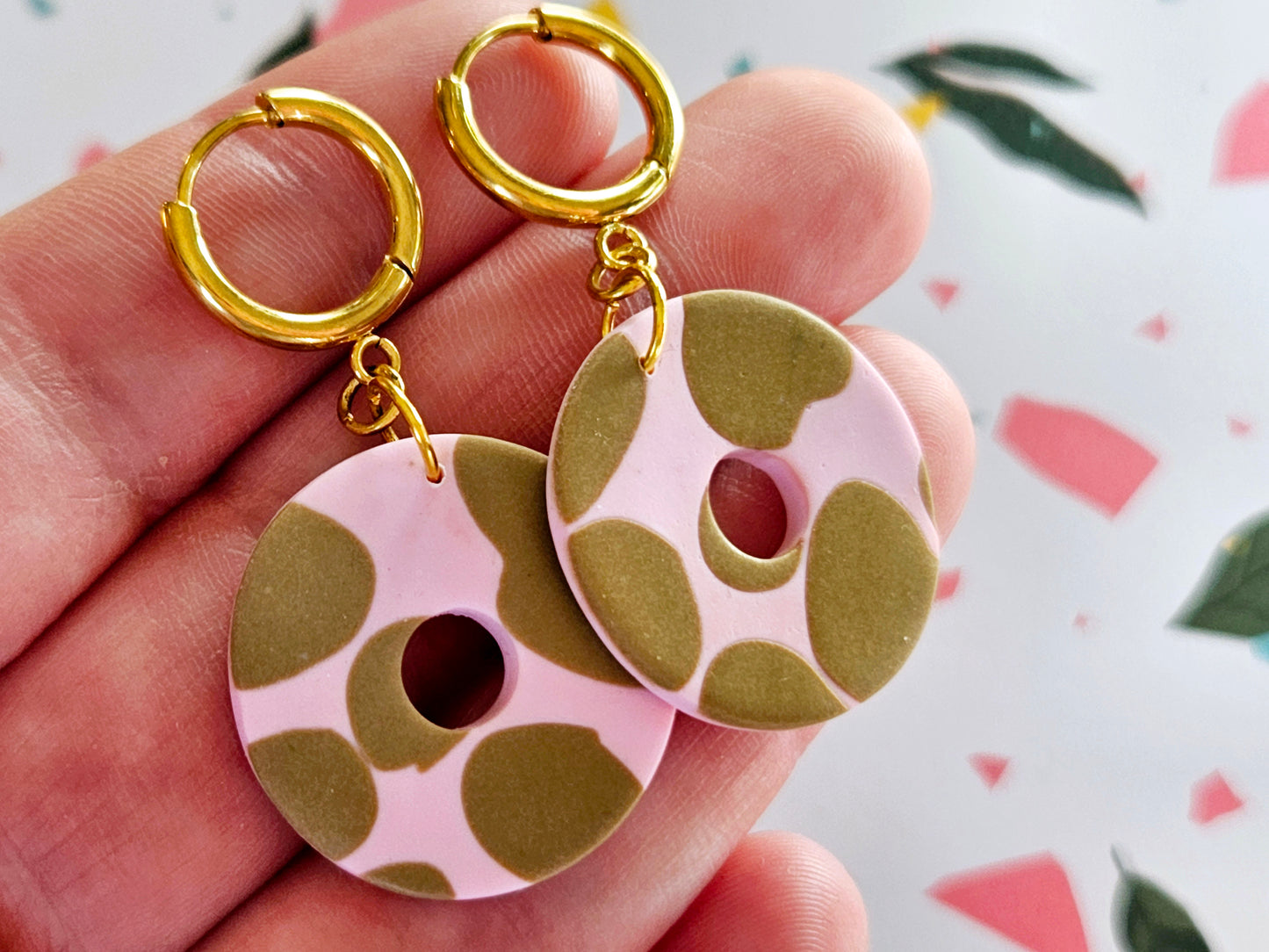 Cow Print Strawberry Milk Earrings