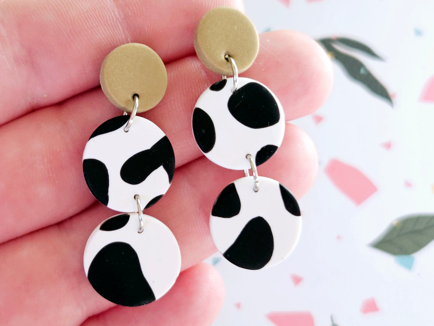 Cow Print Drop Earrings