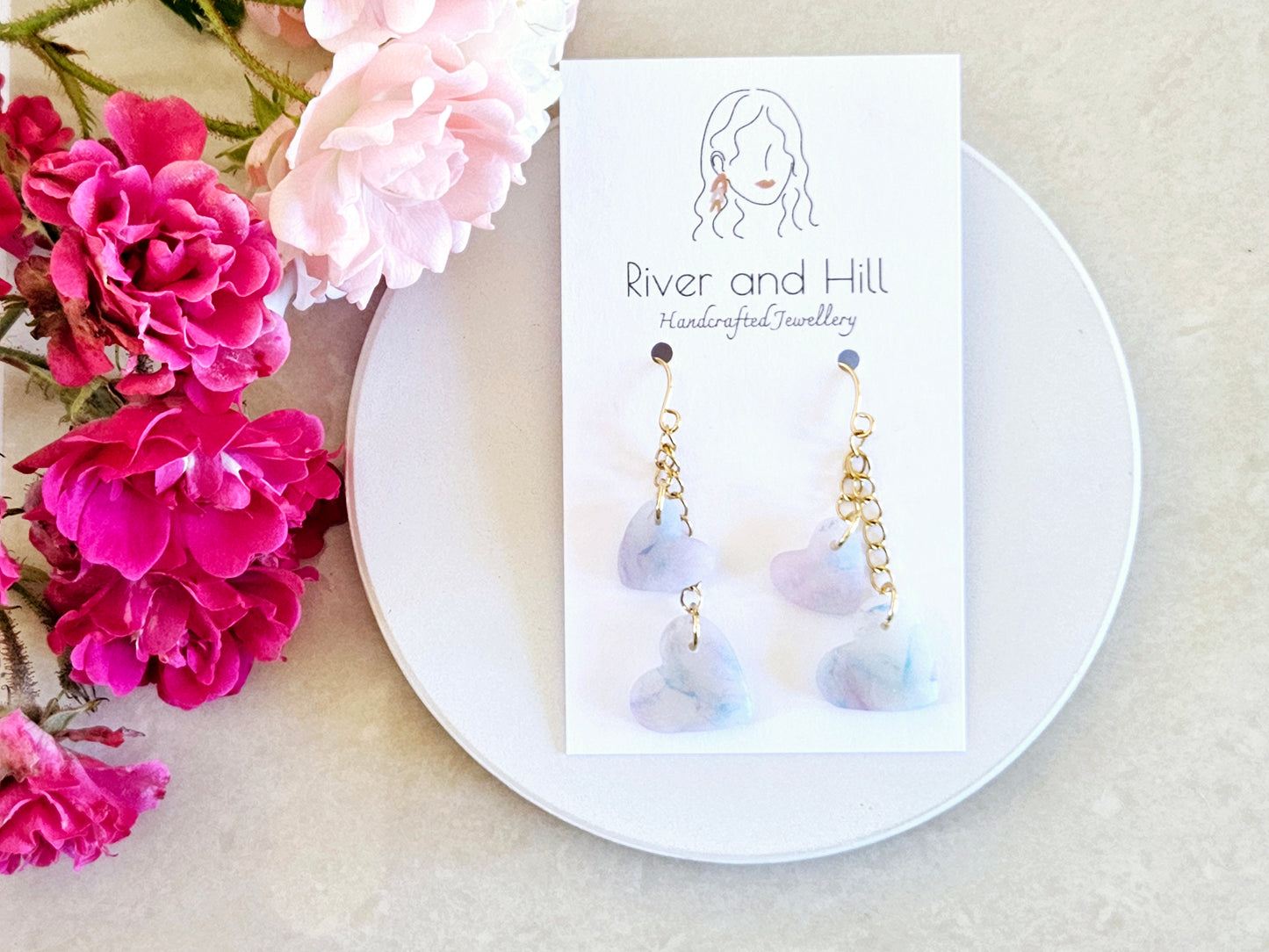 Hearts Collection Watercolour Heart Drop Earrings