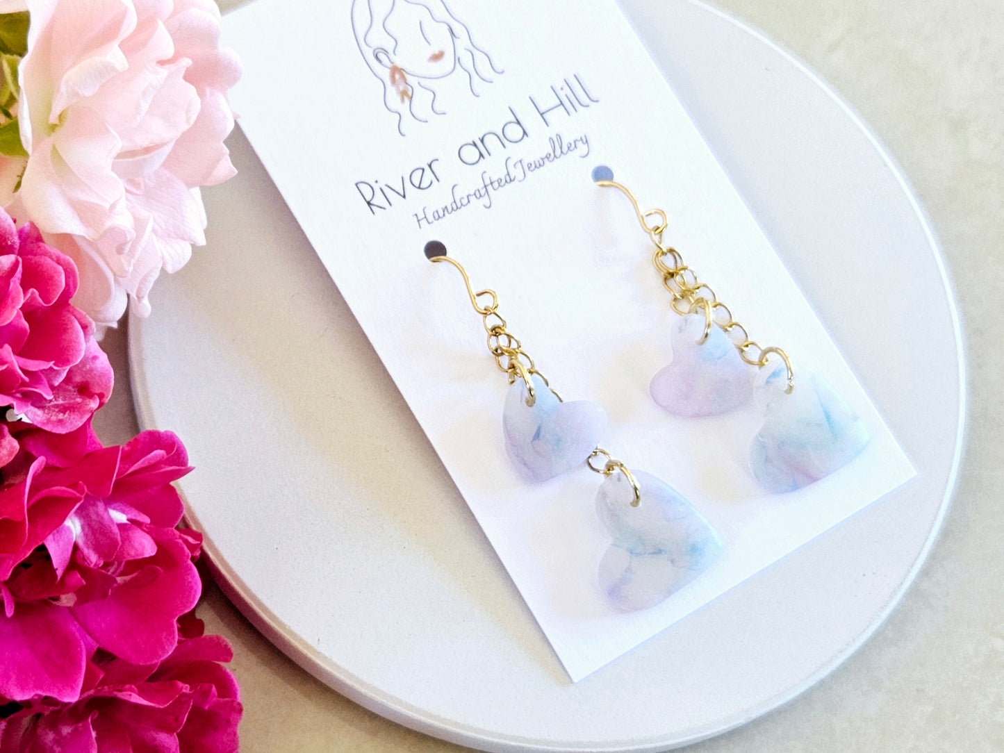 Hearts Collection Watercolour Heart Drop Earrings