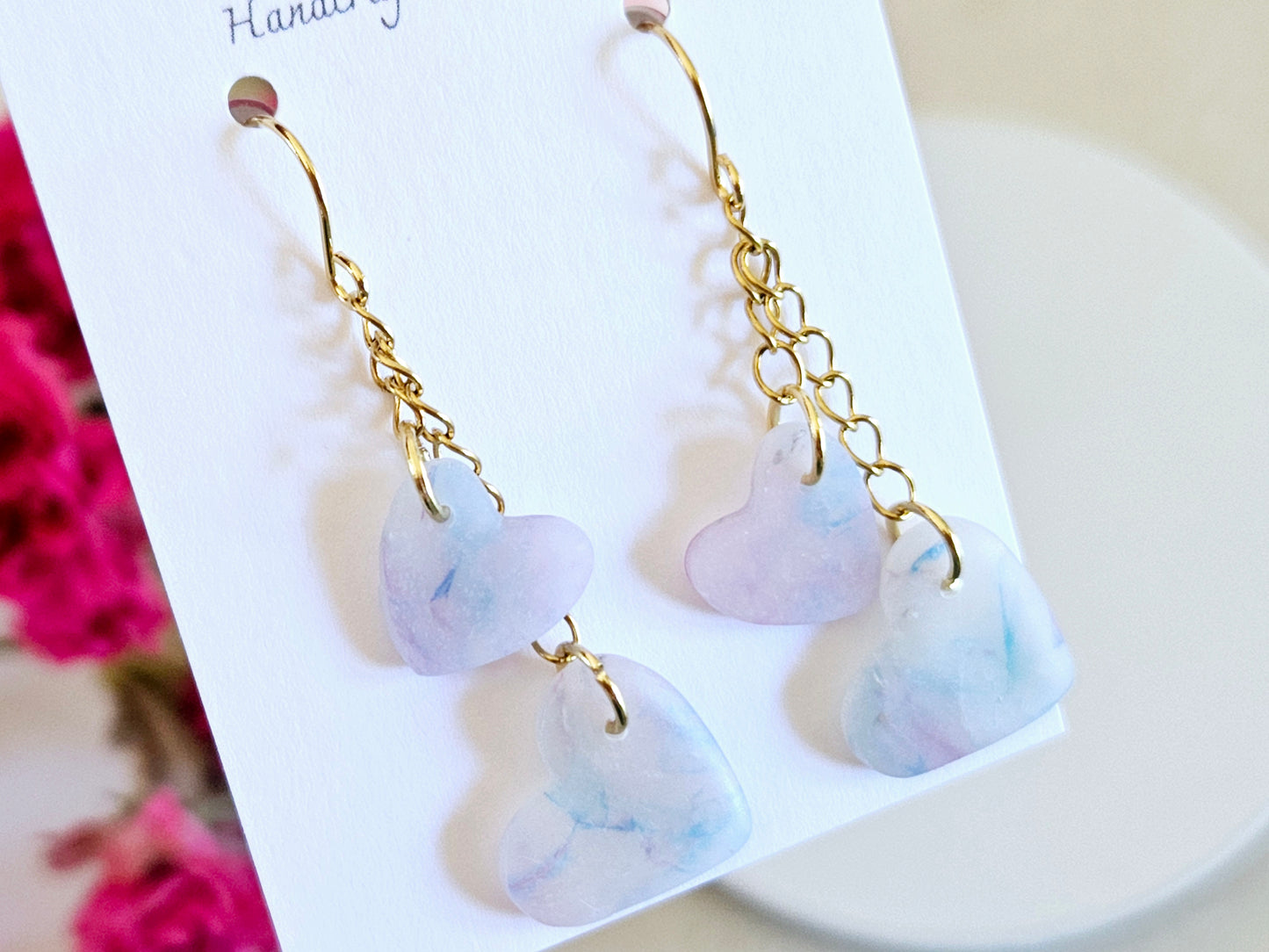 Hearts Collection Watercolour Heart Drop Earrings