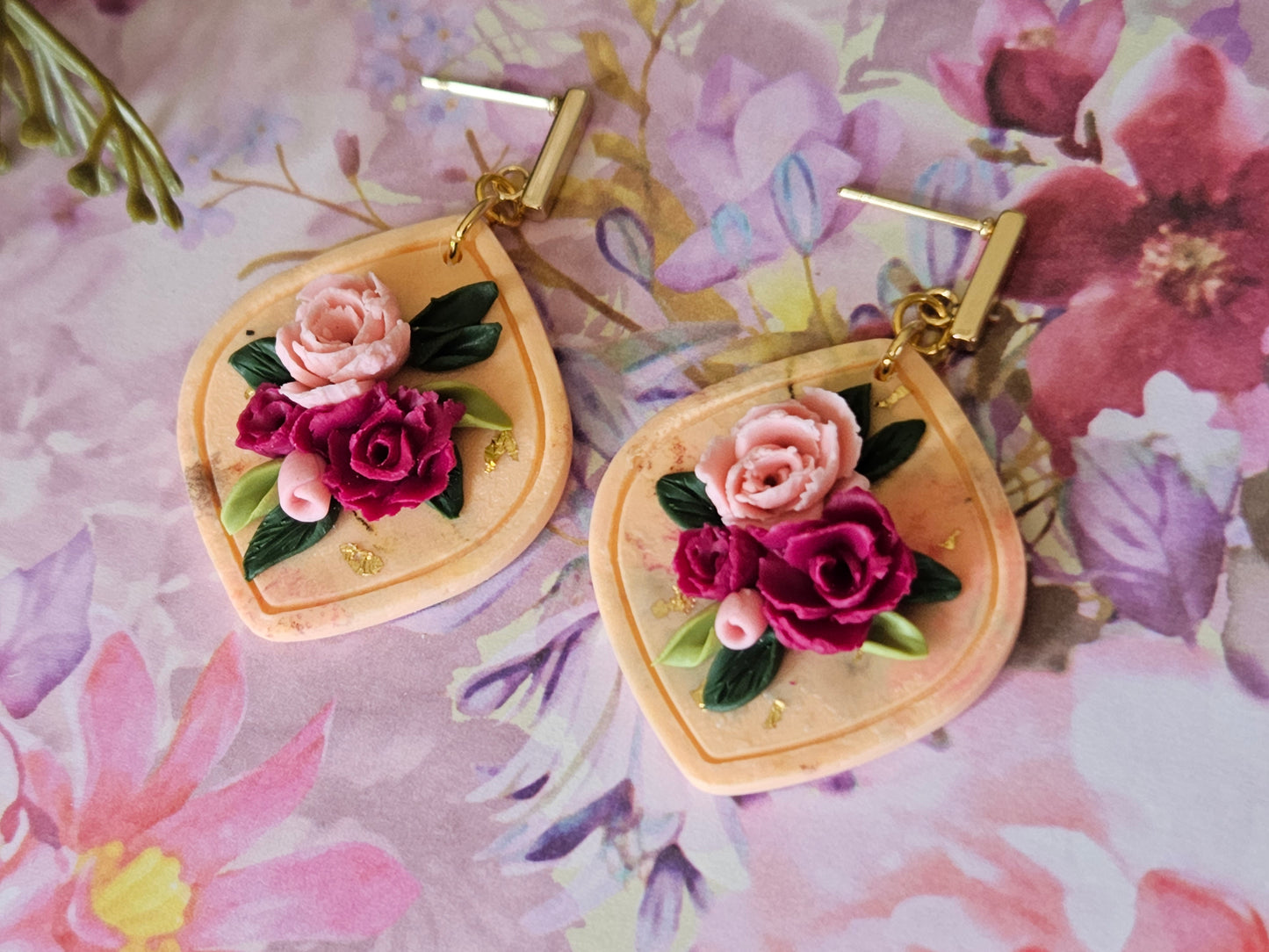 Roses Bouquet Dangle Earrings