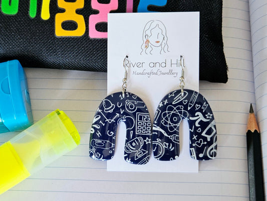 Back to School Arch Doodle Earrings Large