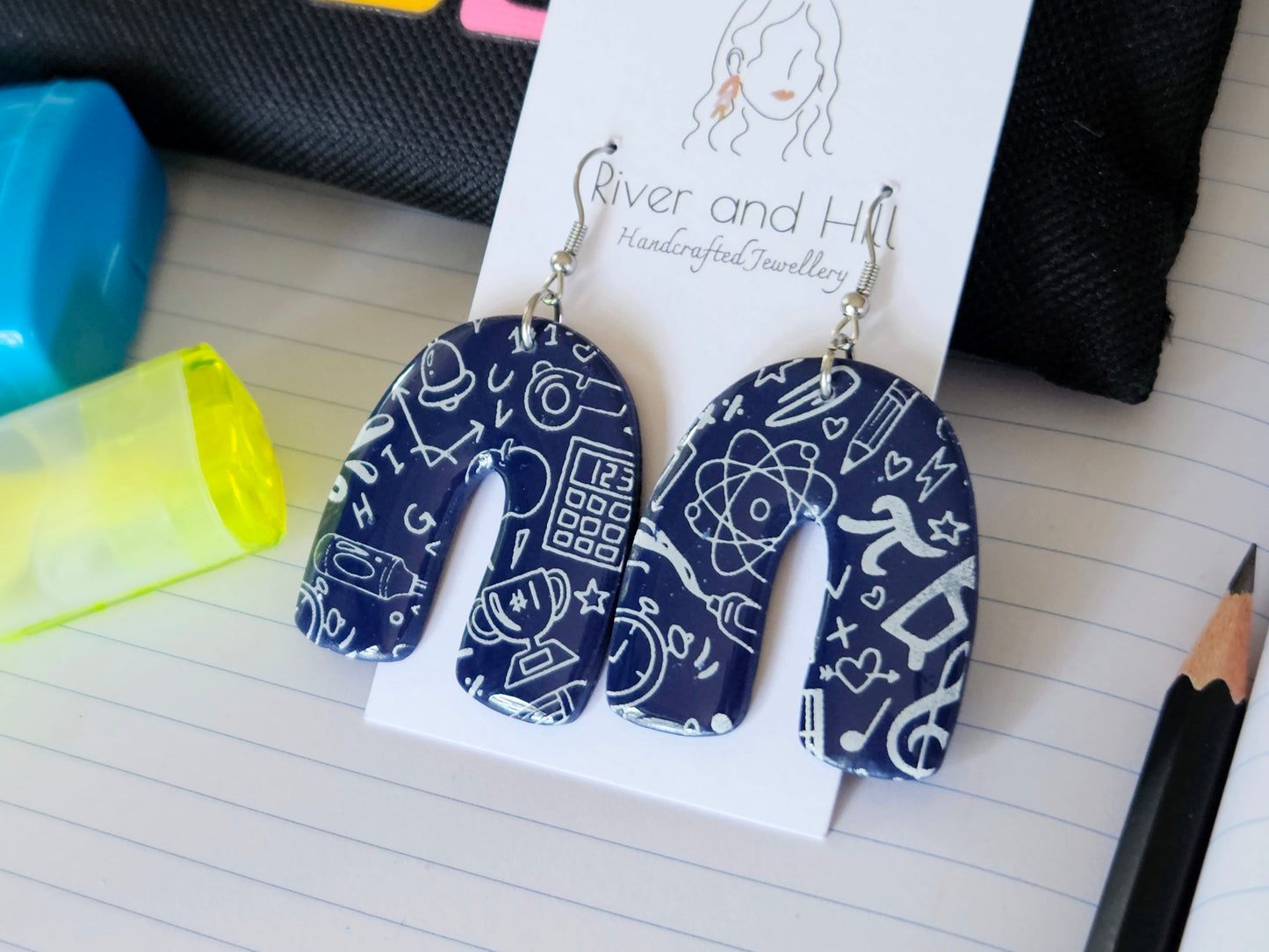 Back to School Arch Doodle Earrings Large