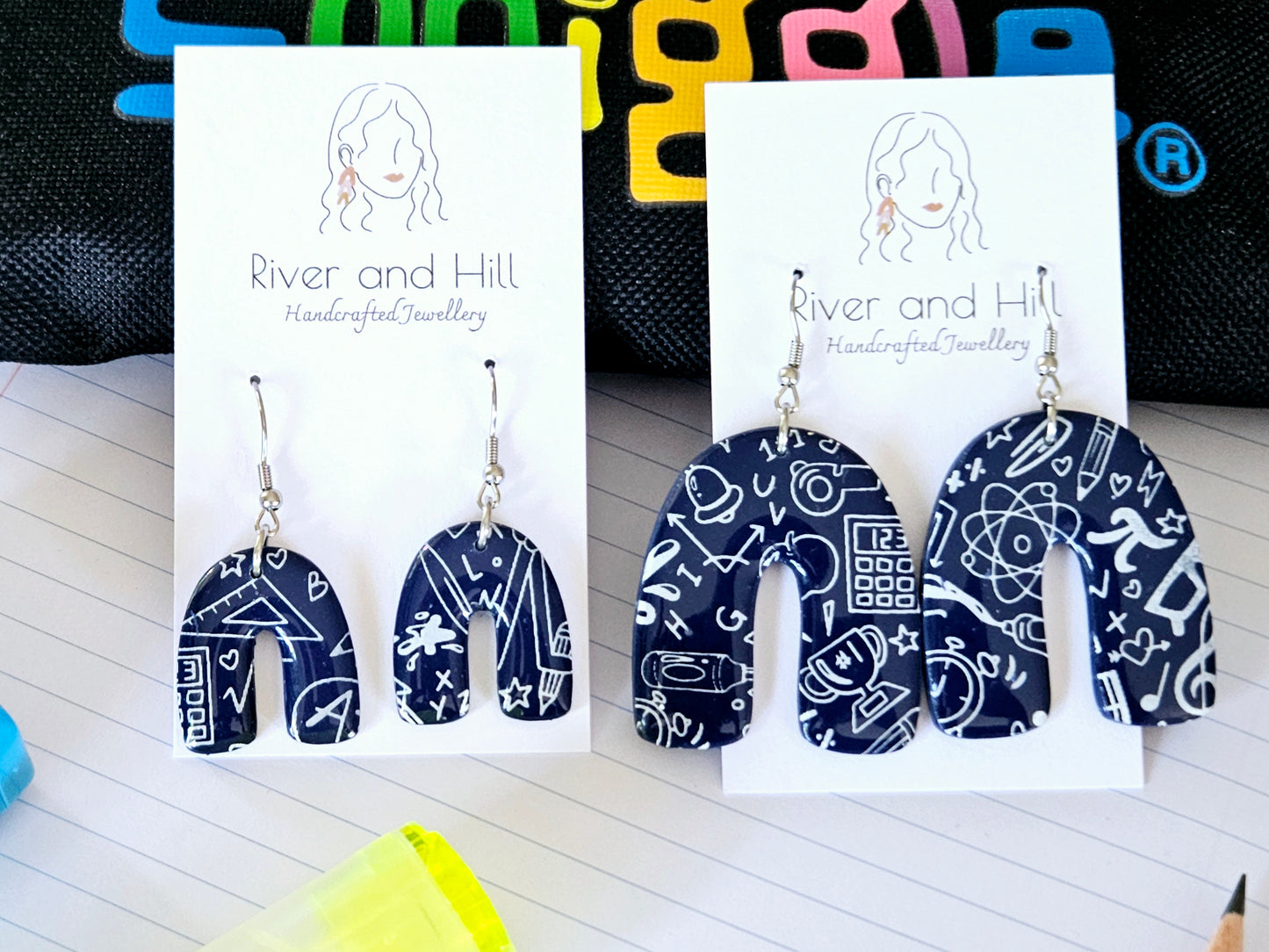 Back to School Arch Doodle Earrings Large