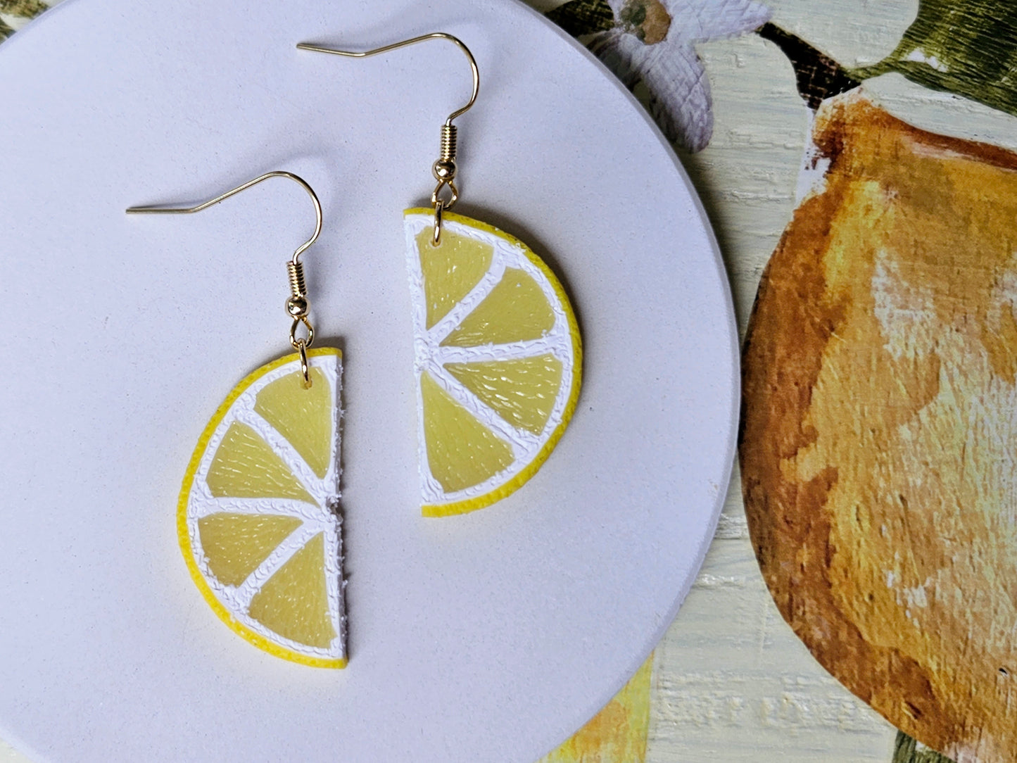 Lemon Slice Half Earrings