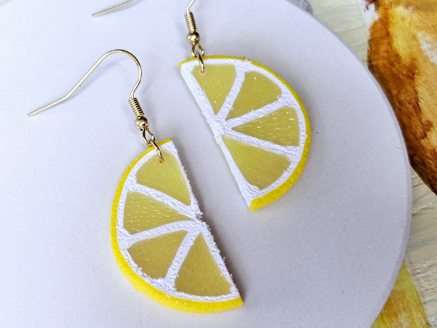 Lemon Slice Half Earrings