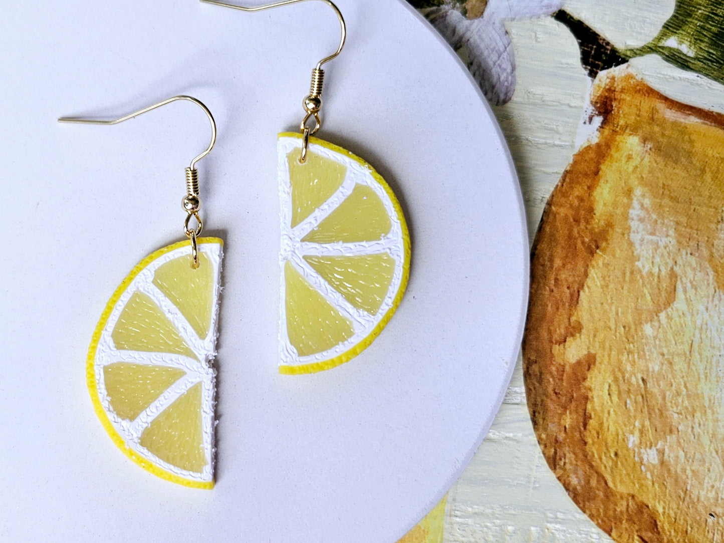 Lemon Slice Half Earrings