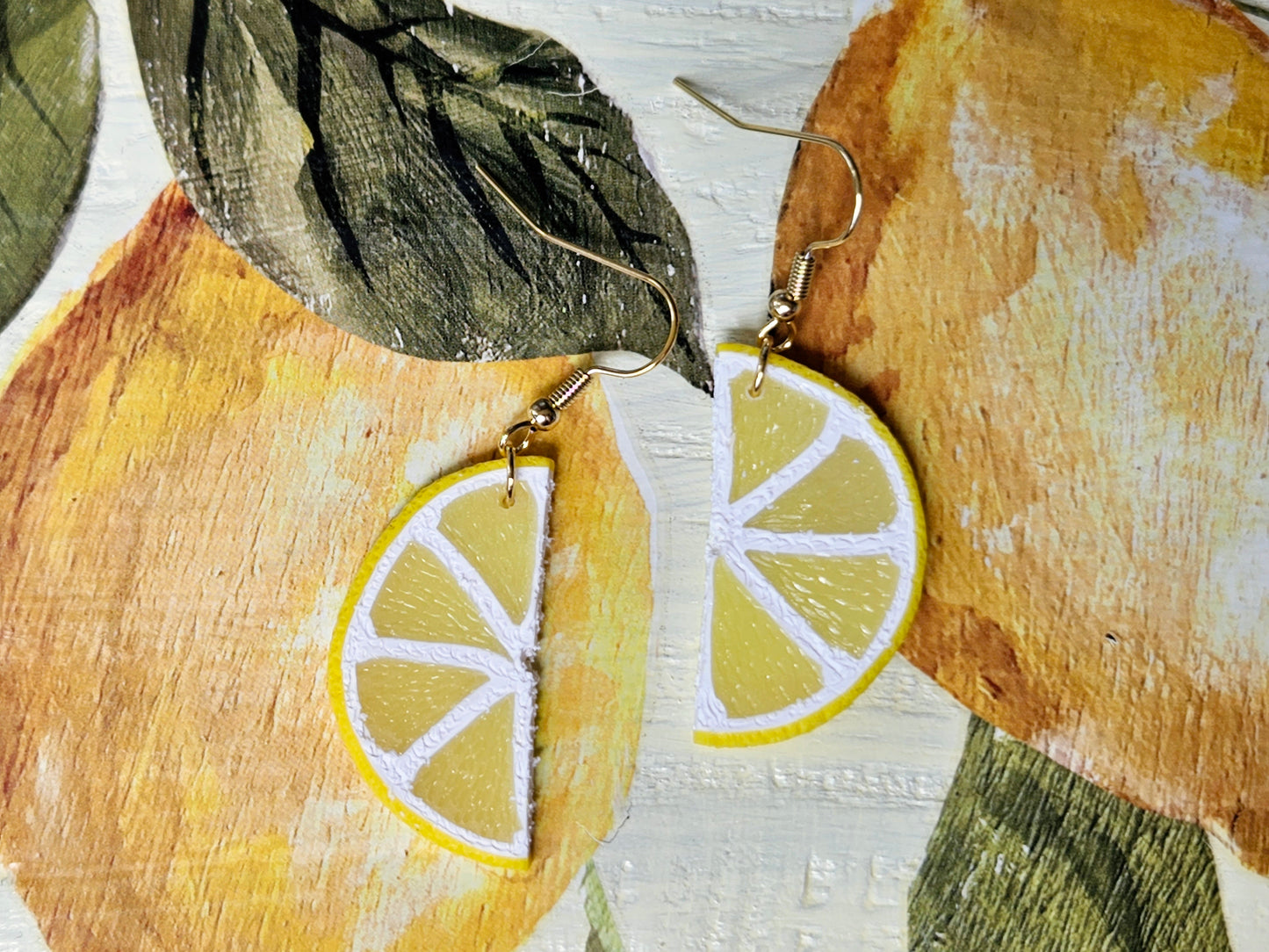 Lemon Slice Half Earrings