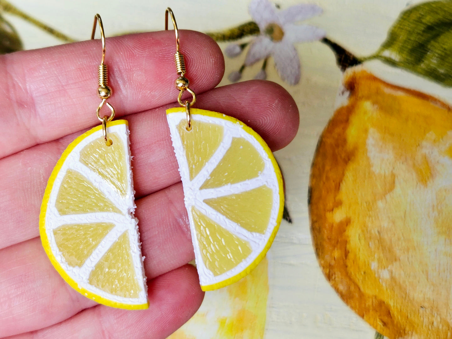 Lemon Slice Half Earrings