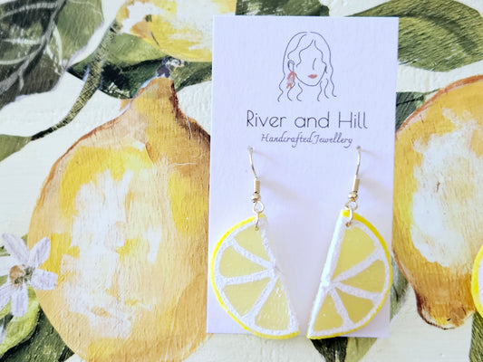 Lemon Slice Half Earrings