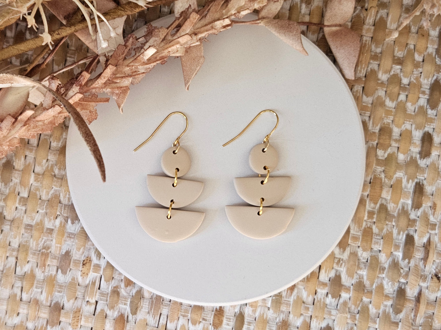 Classic Clay Beige Drop Earrings