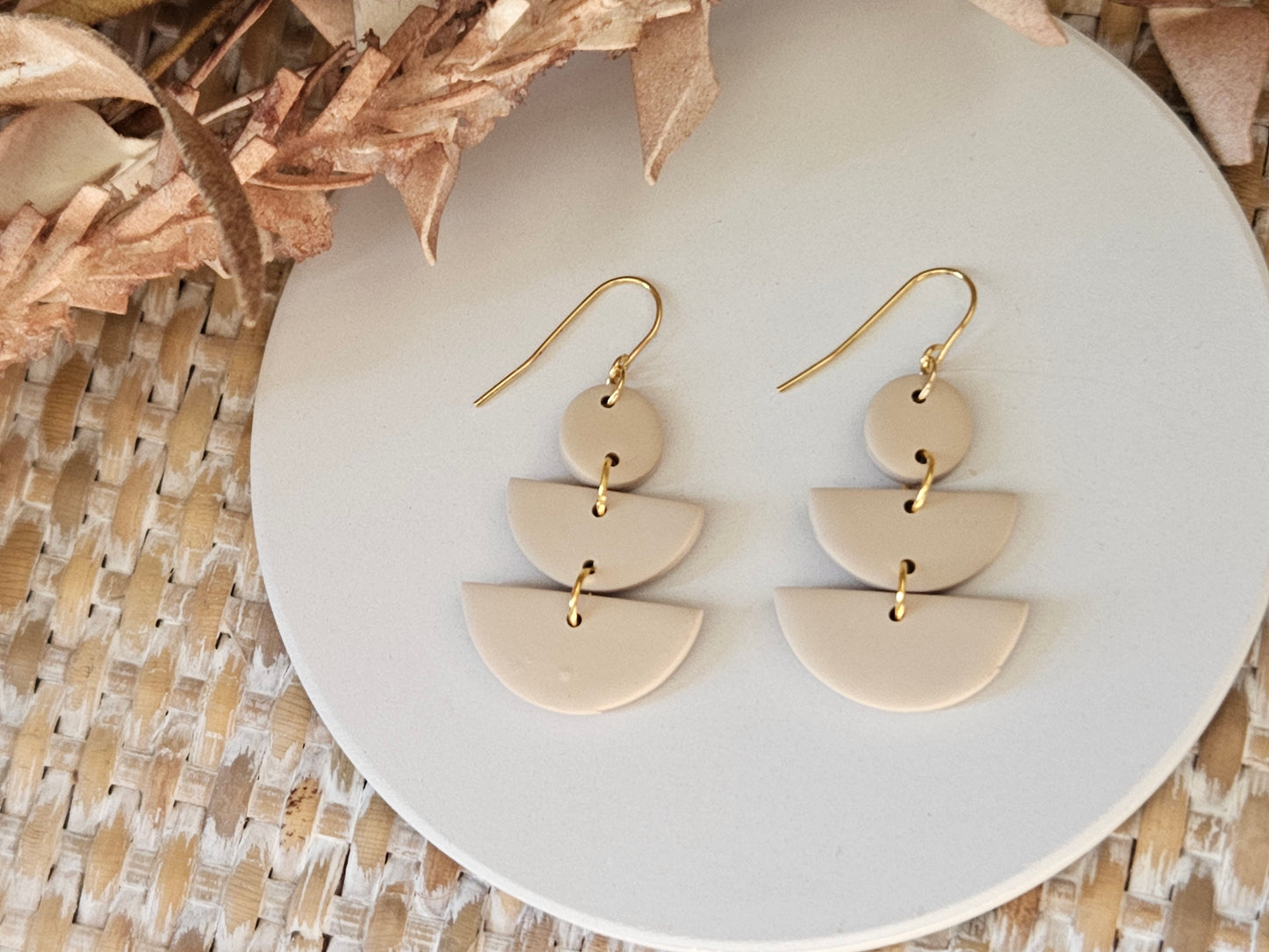 Classic Clay Beige Drop Earrings