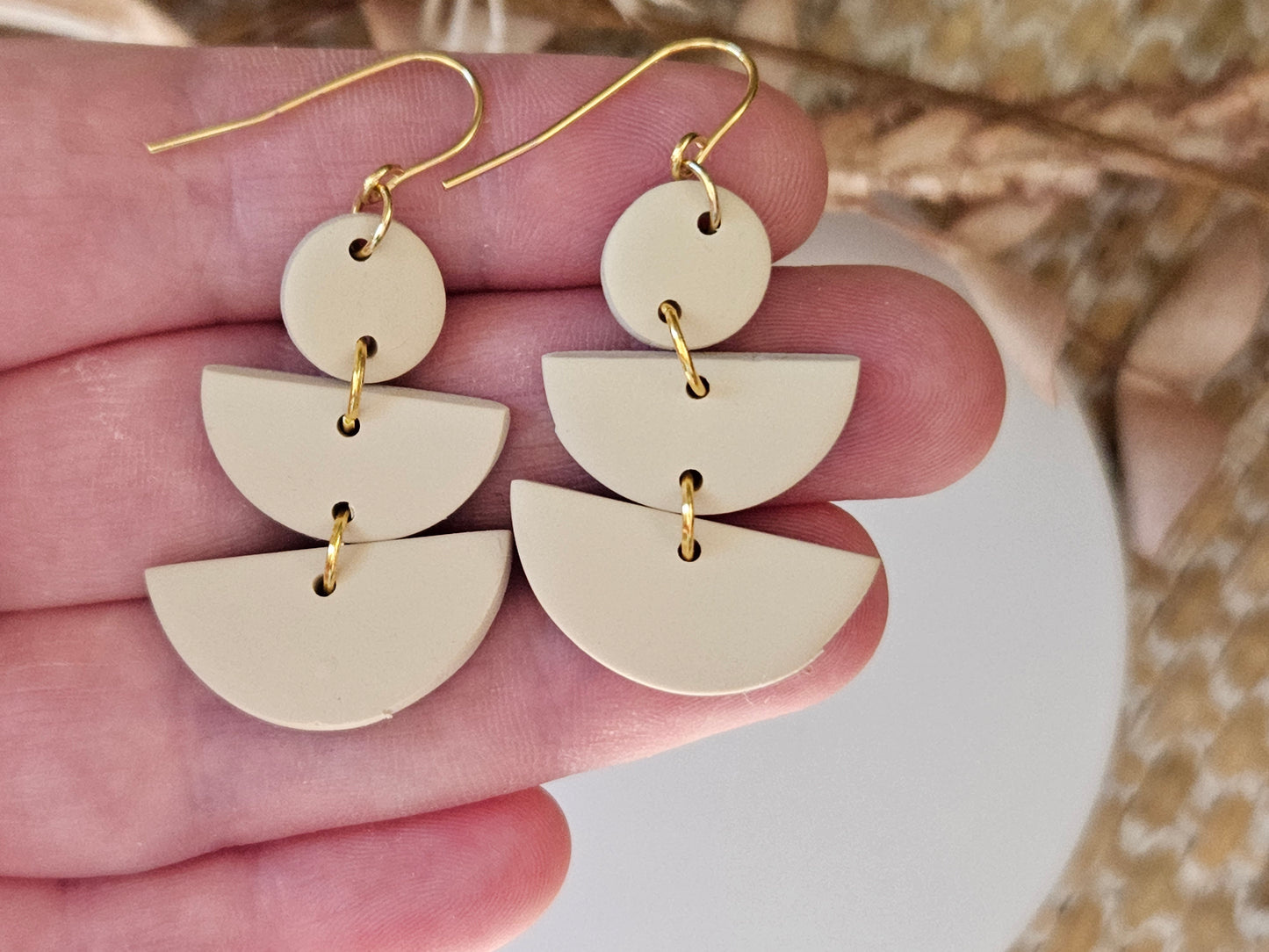 Classic Clay Beige Drop Earrings