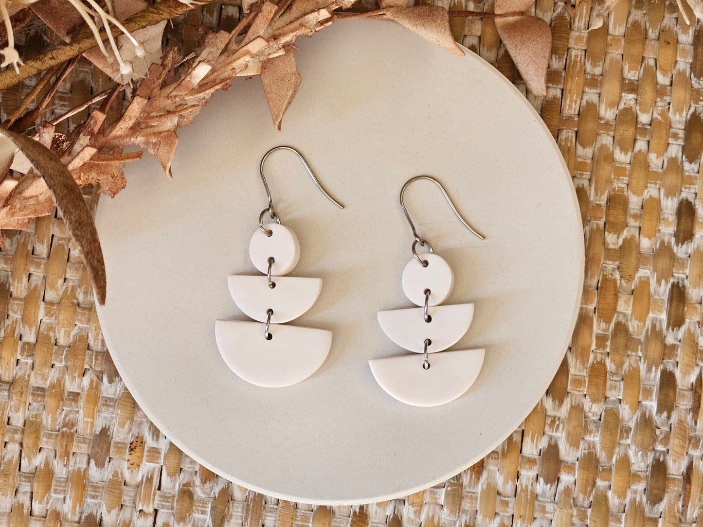 Classic Clay White Drop Earrings