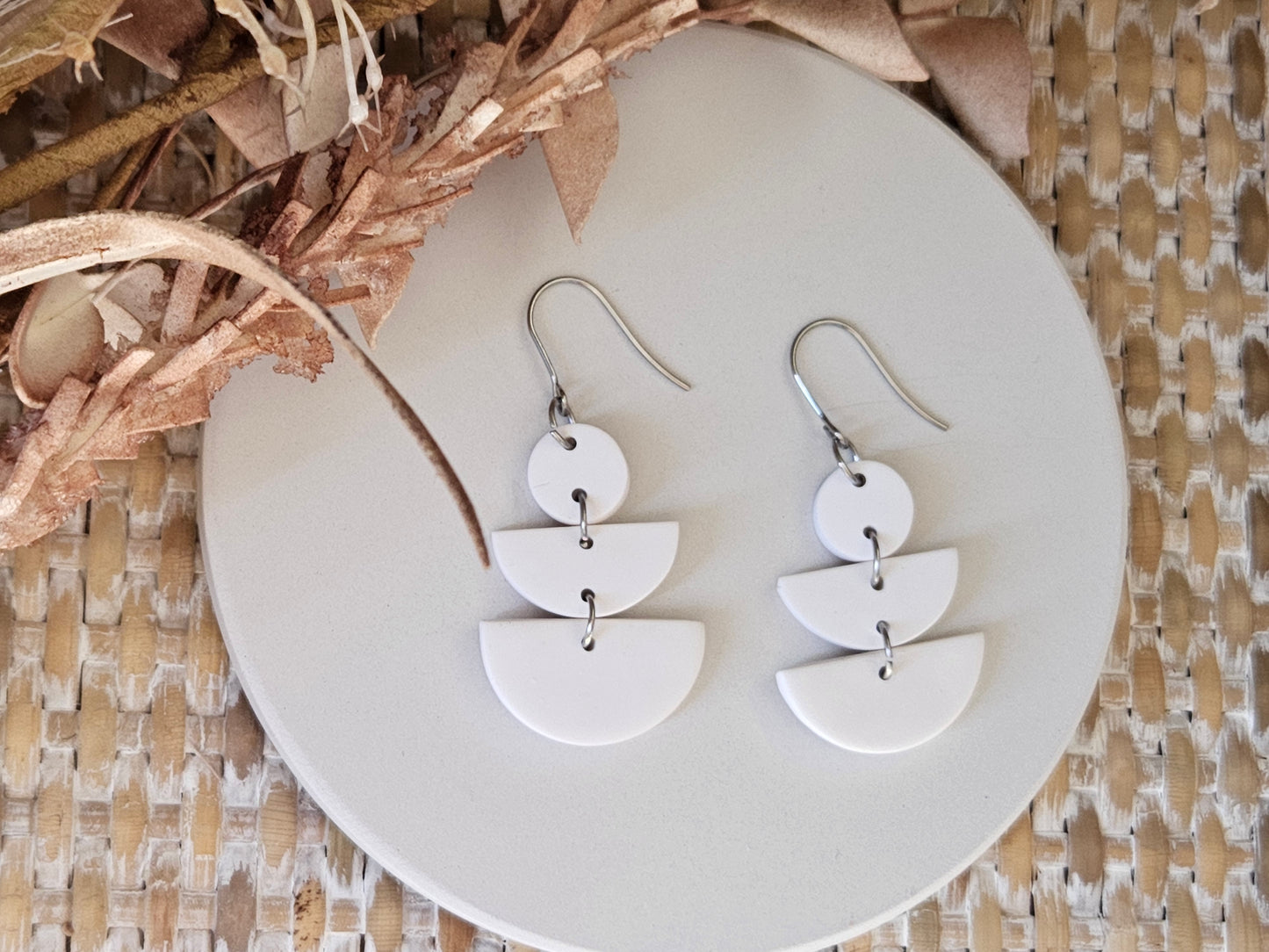 Classic Clay White Drop Earrings