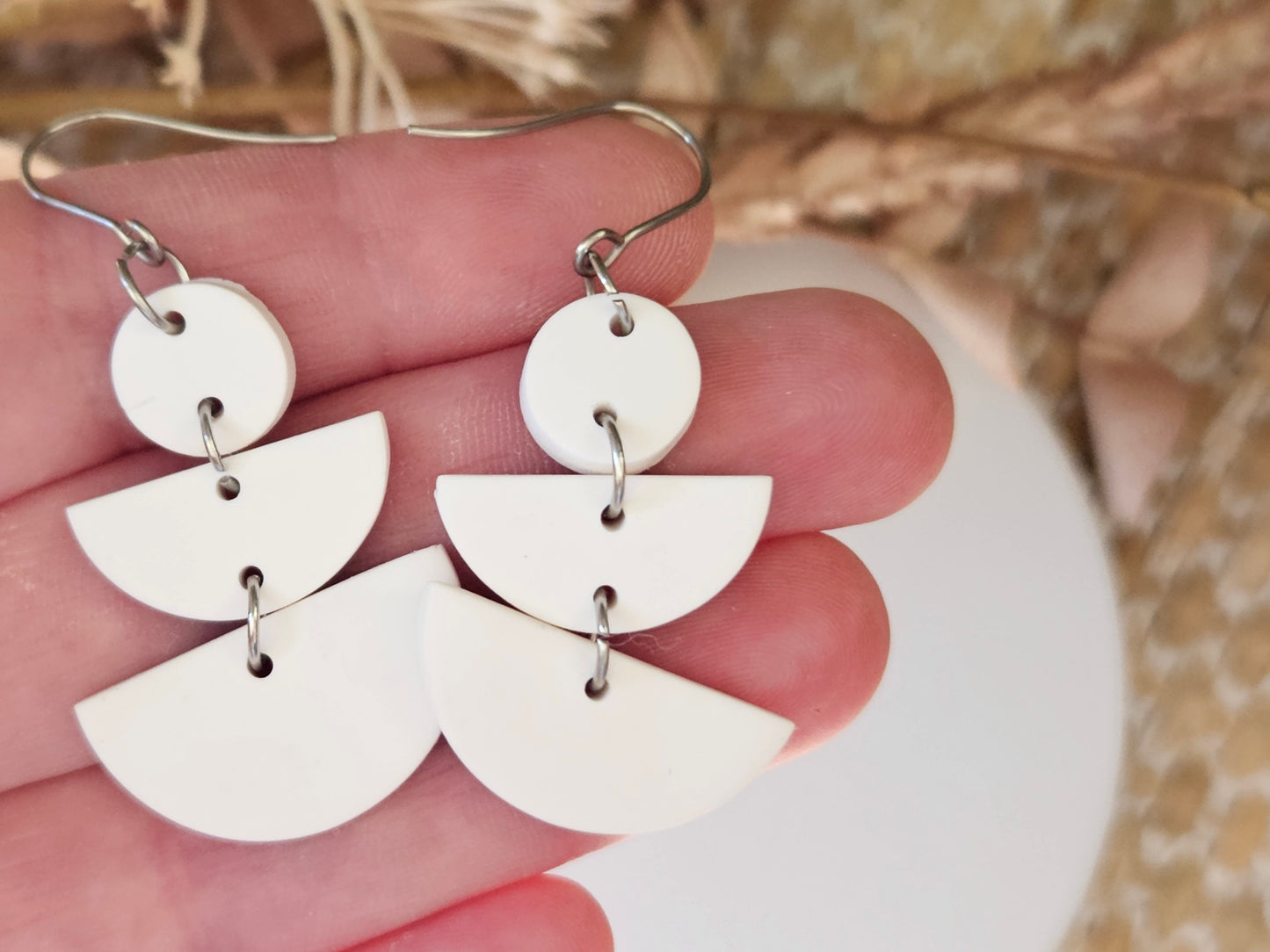 Classic Clay White Drop Earrings