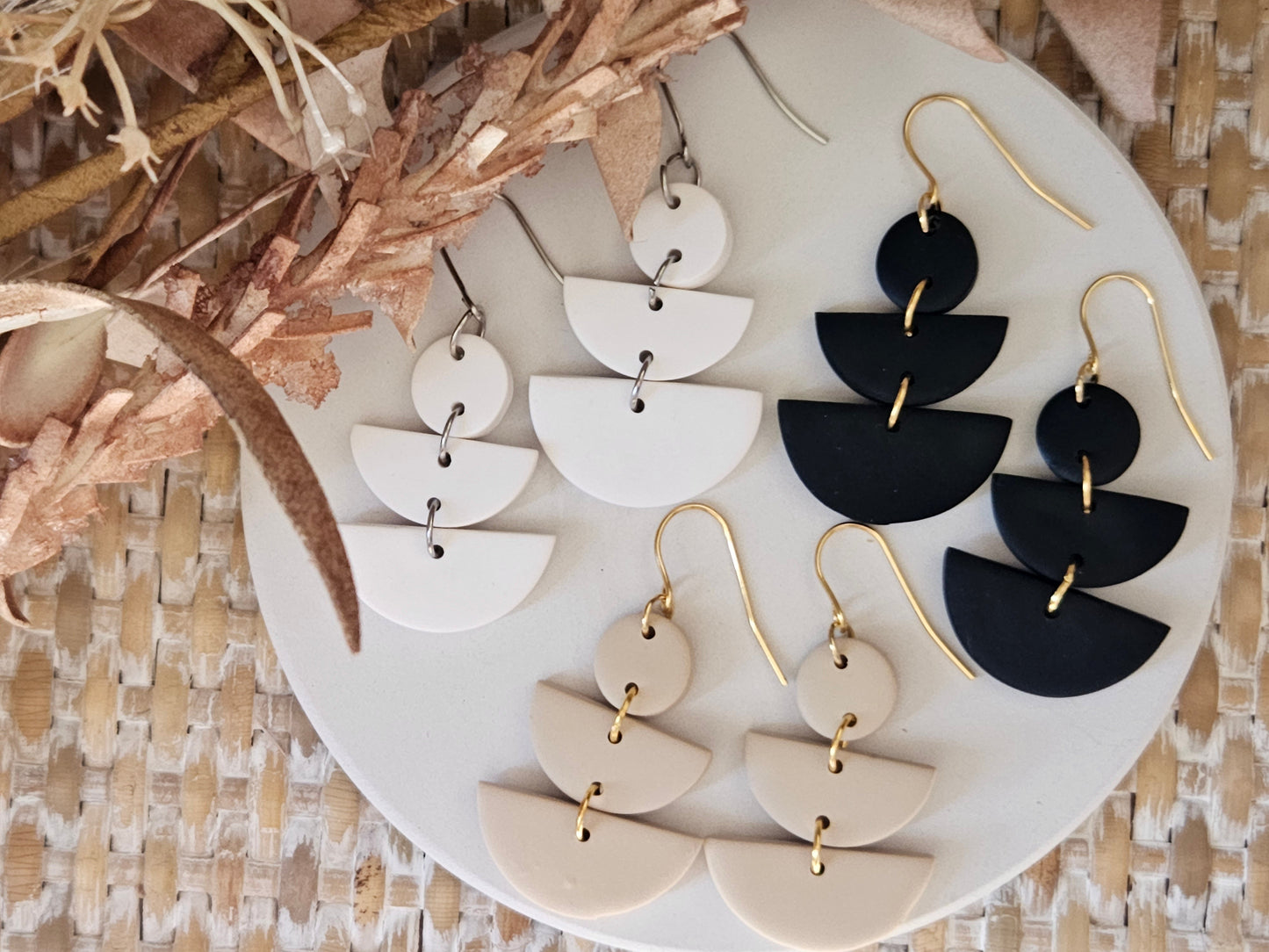 Classic Clay White Drop Earrings