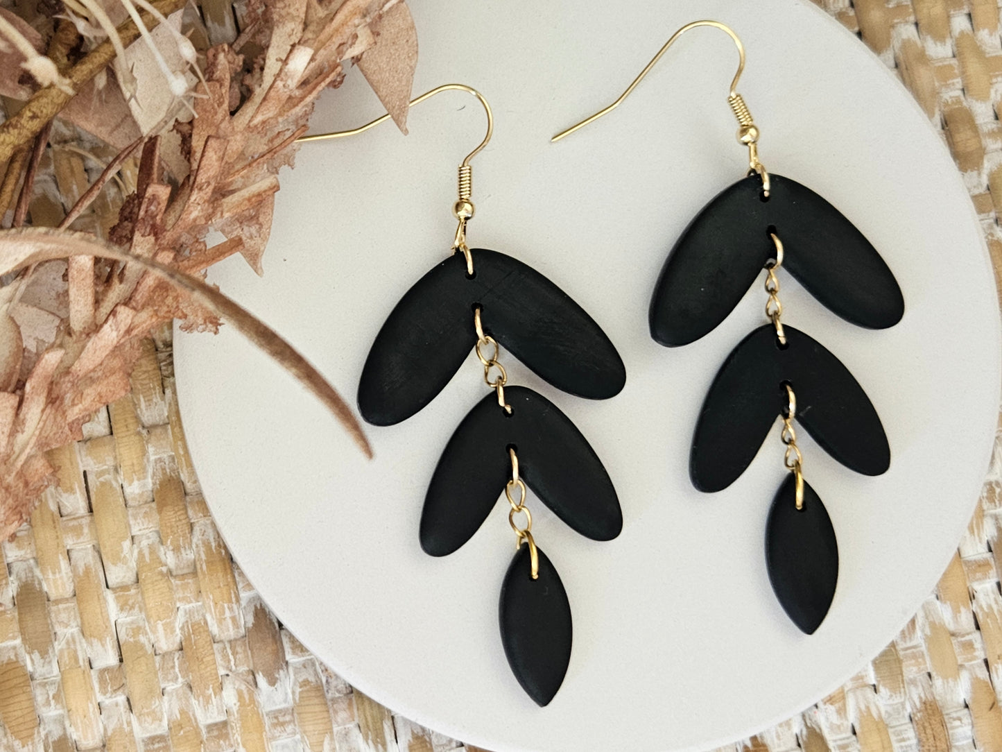 Classic Clay Black Statement Earrings