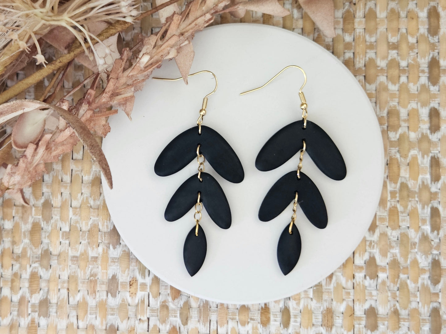 Classic Clay Black Statement Earrings