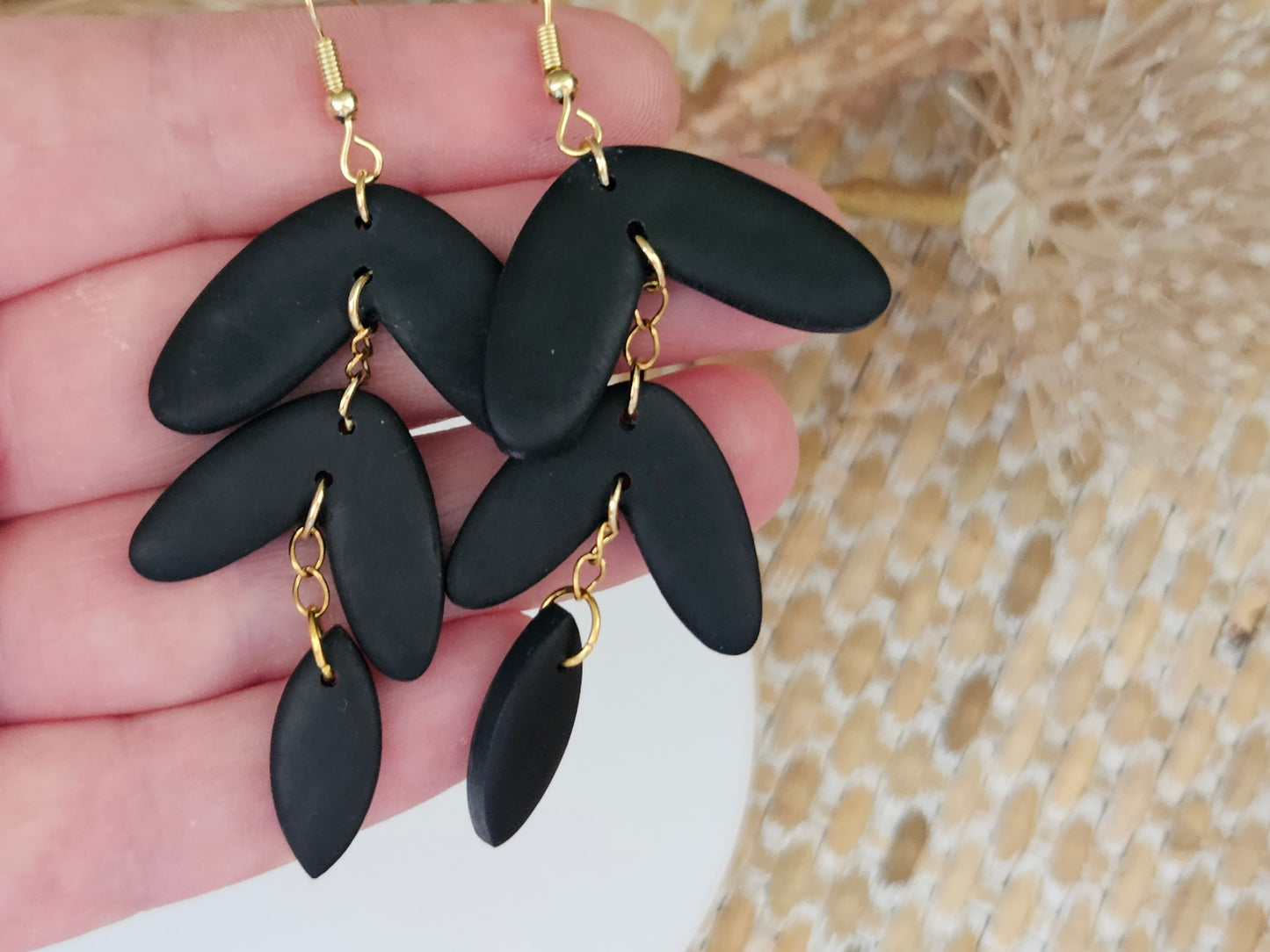 Classic Clay Black Statement Earrings