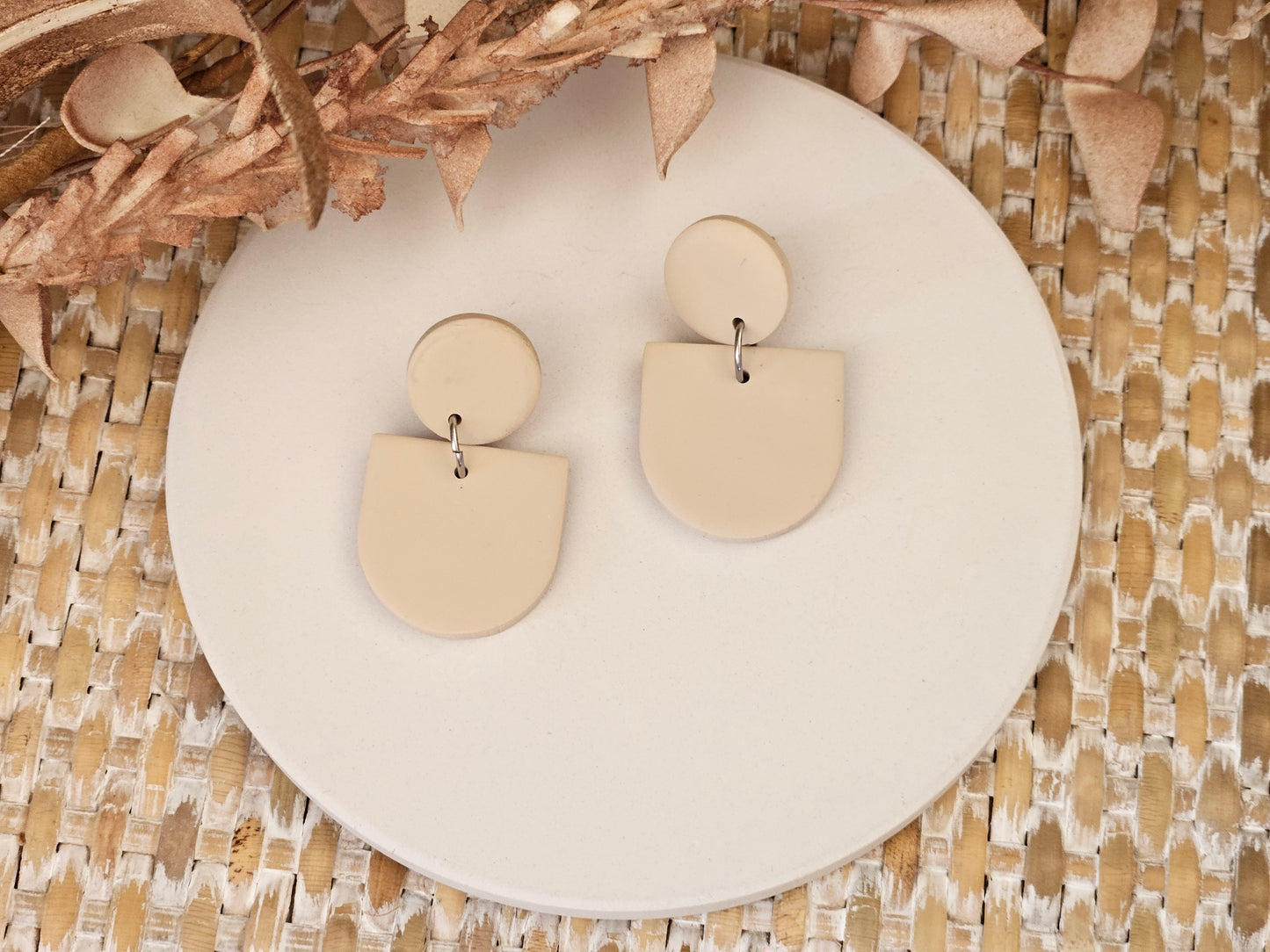 Classic Clay Everyday Beige Earrings