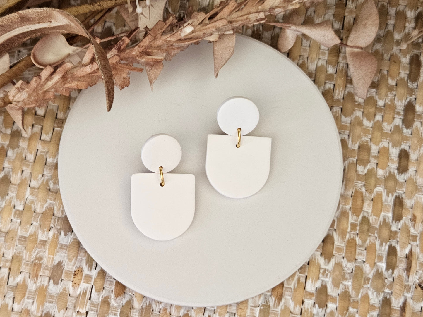 Classic Clay Everyday White Earrings