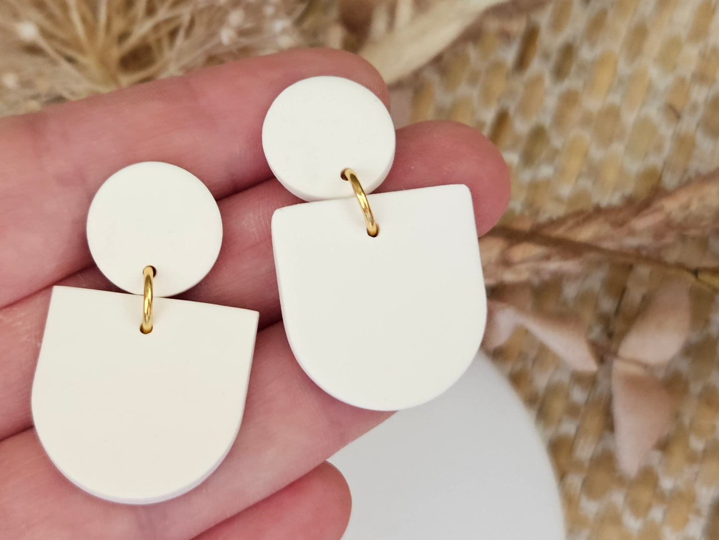 Classic Clay Everyday White Earrings