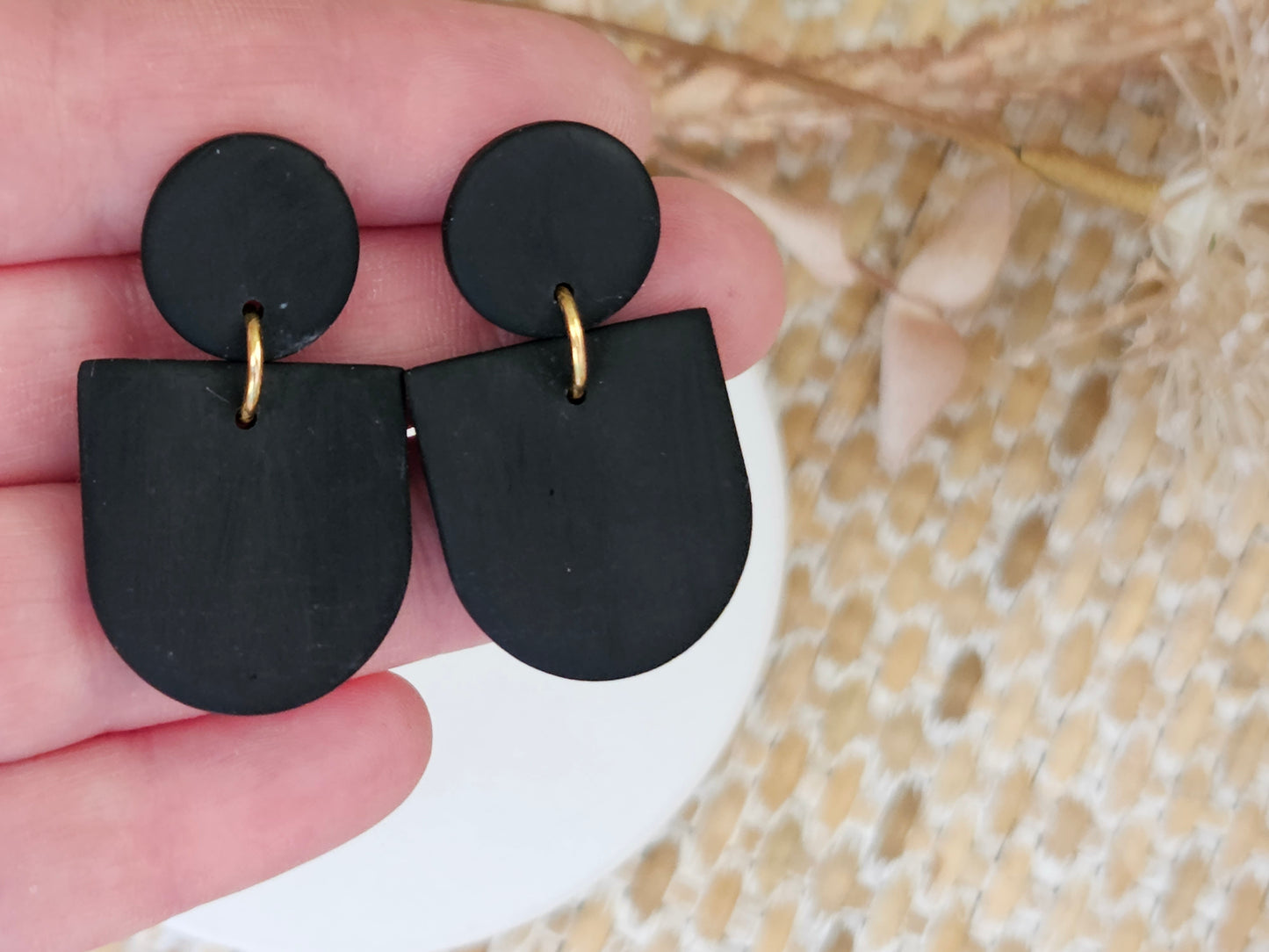 Classic Clay Everyday Black Earrings