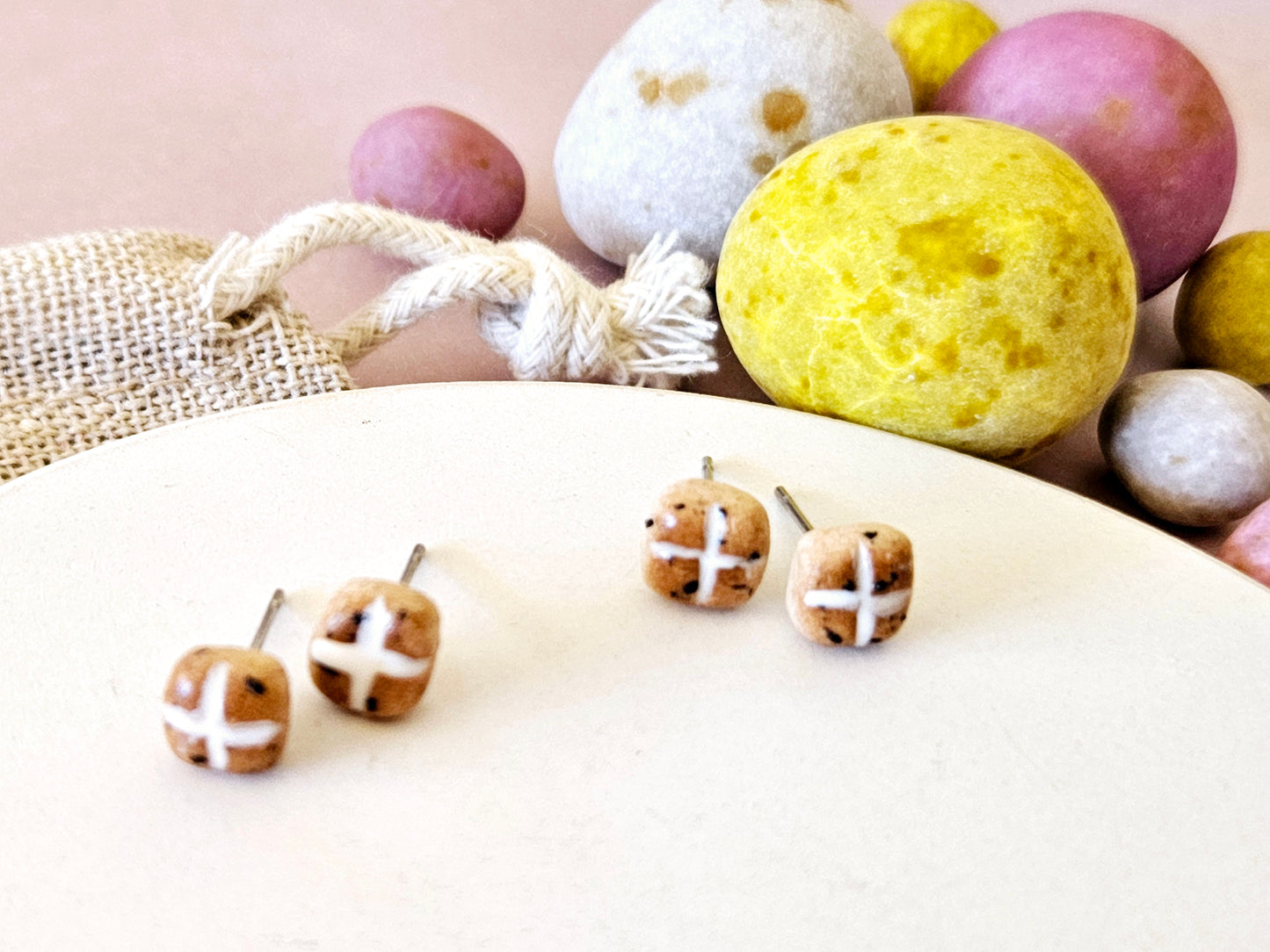 Easter Hot Cross Bun Mini Studs