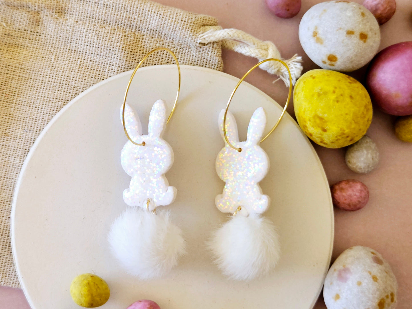 Easter Bunny Hoop Earrings