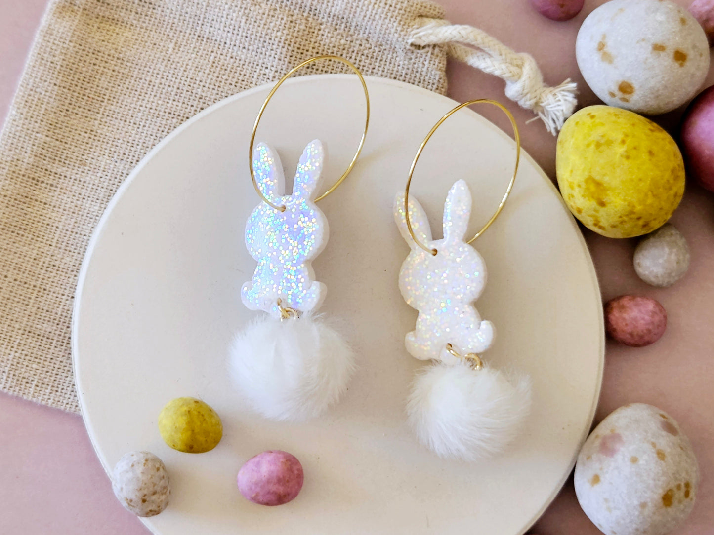 Easter Bunny Hoop Earrings