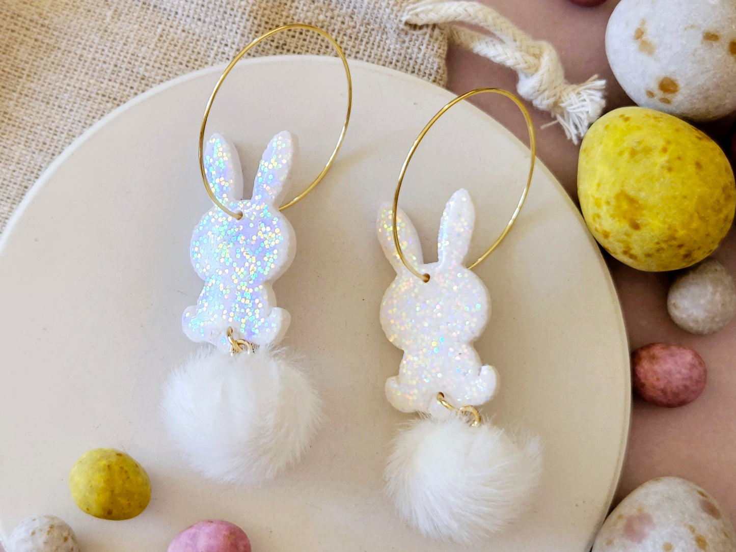 Easter Bunny Hoop Earrings