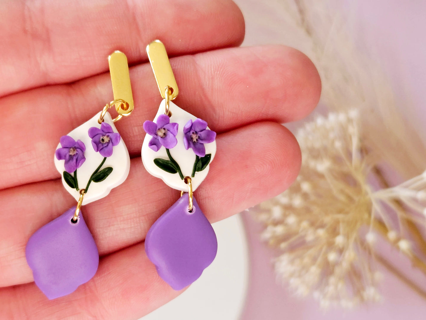 Birth Flower Collection February Violet Drop Earrings