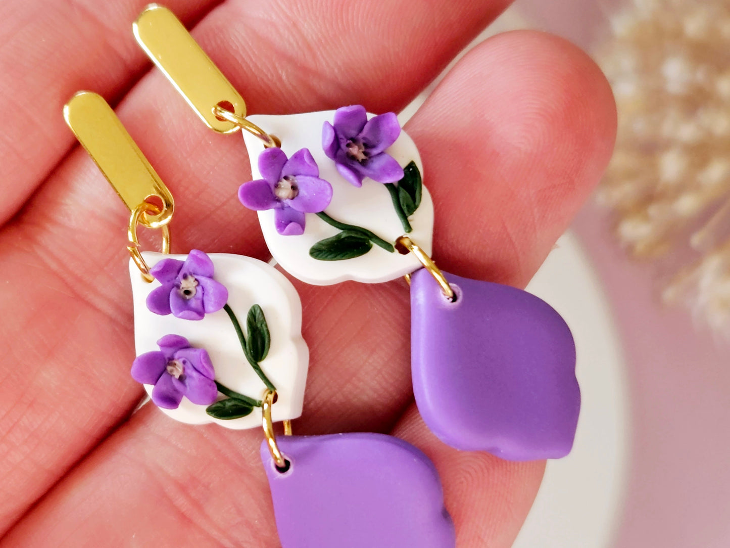 Birth Flower Collection February Violet Drop Earrings