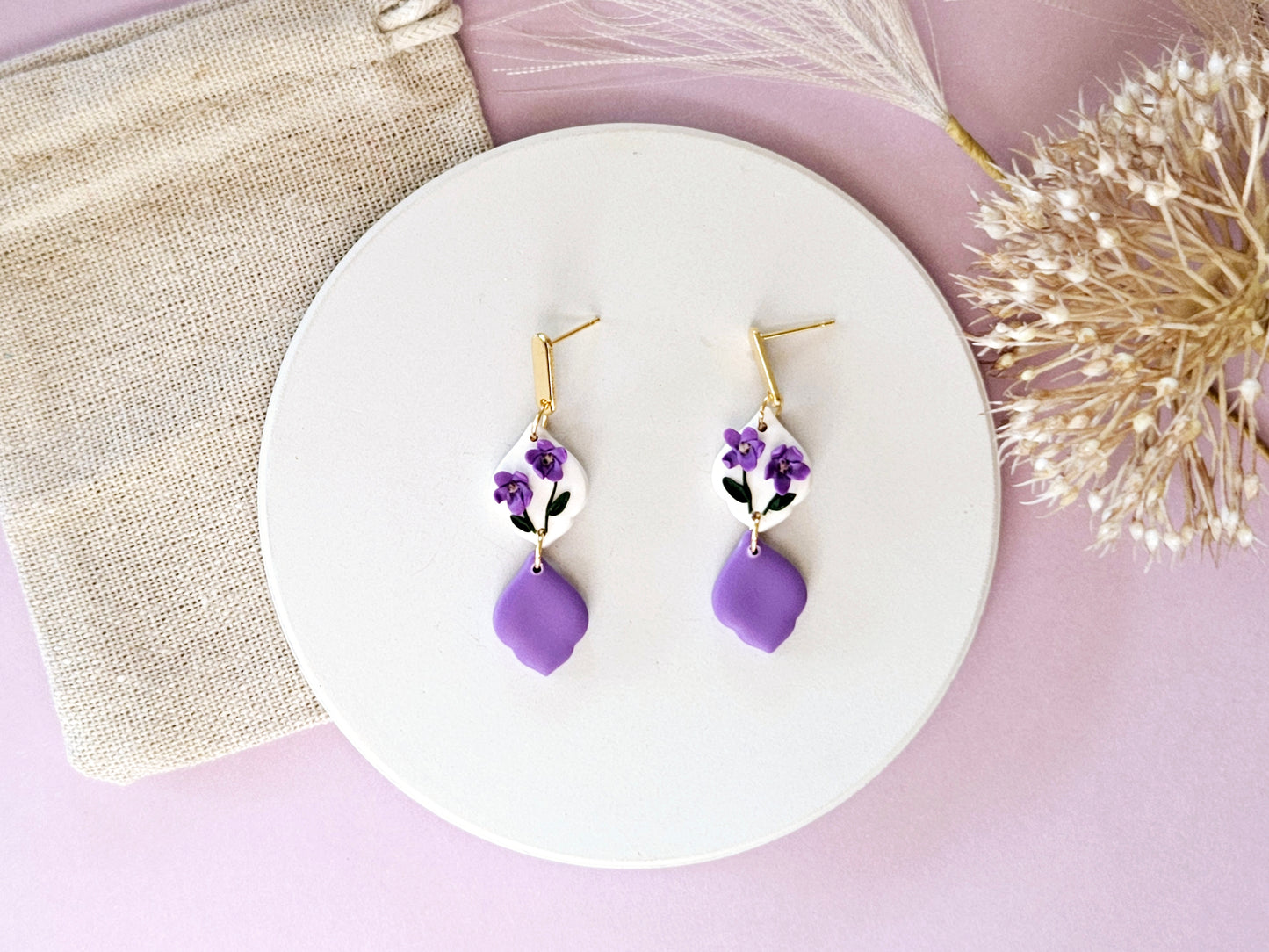 Birth Flower Collection February Violet Drop Earrings