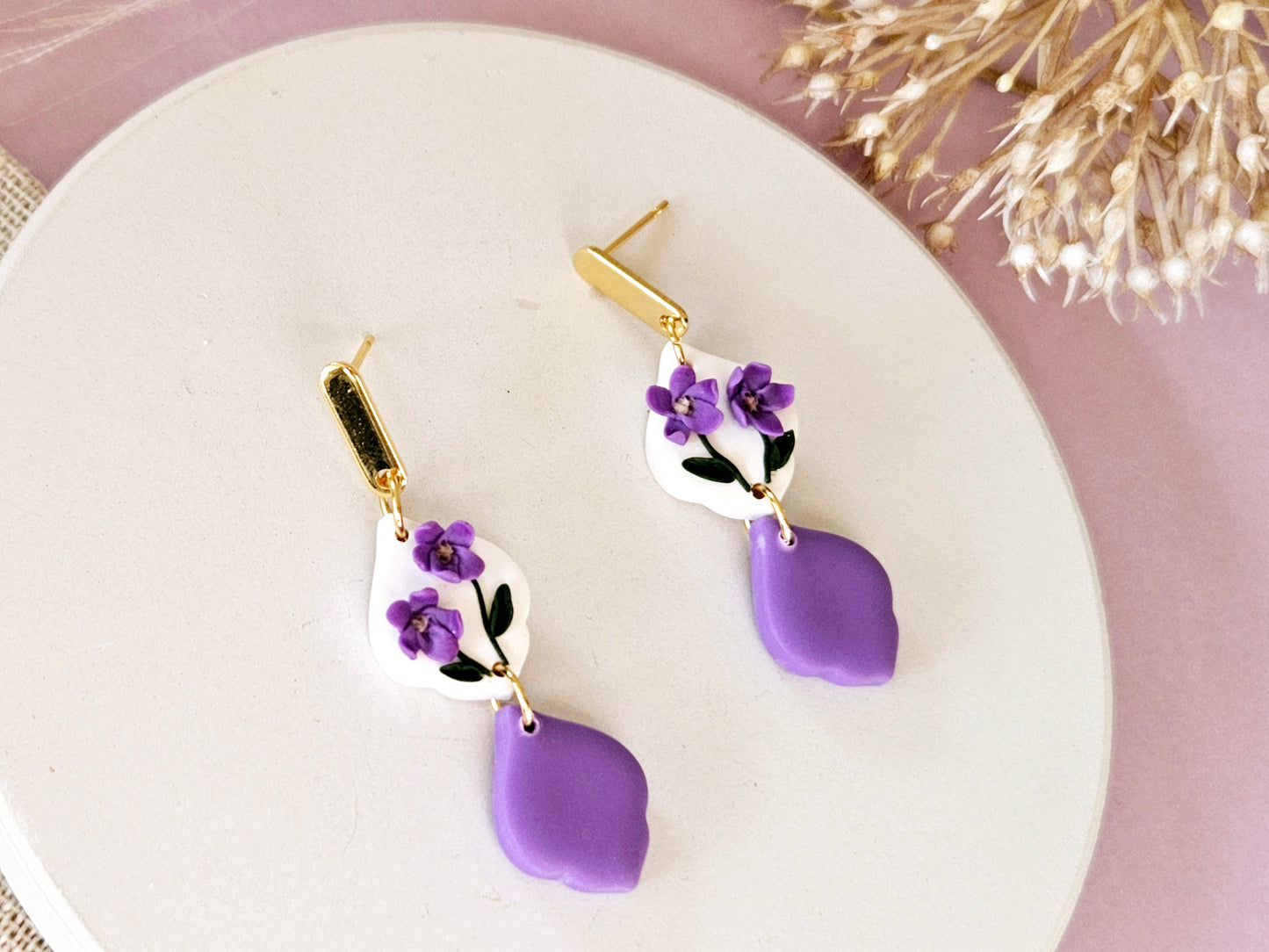 Birth Flower Collection February Violet Drop Earrings