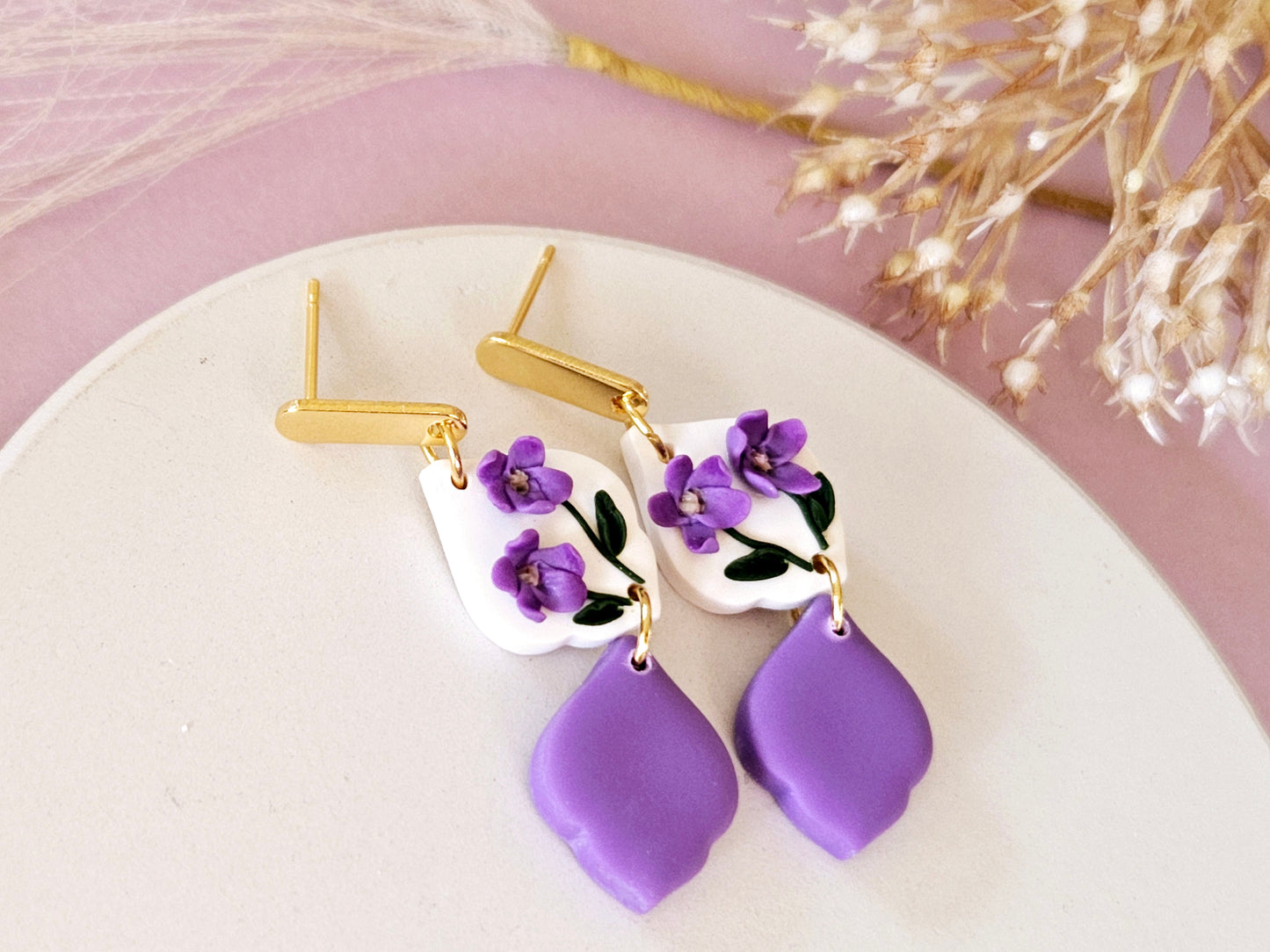 Birth Flower Collection February Violet Drop Earrings