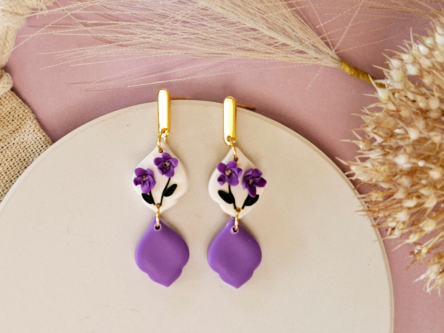 Birth Flower Collection February Violet Drop Earrings