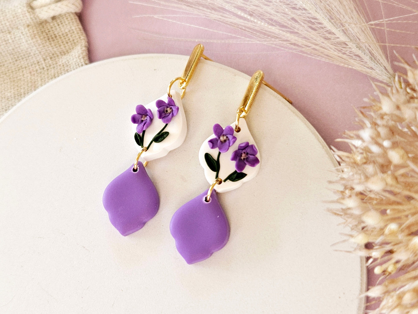 Birth Flower Collection February Violet Drop Earrings