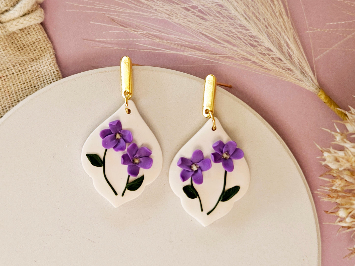 Birth Flower Collection February Violet Earrings