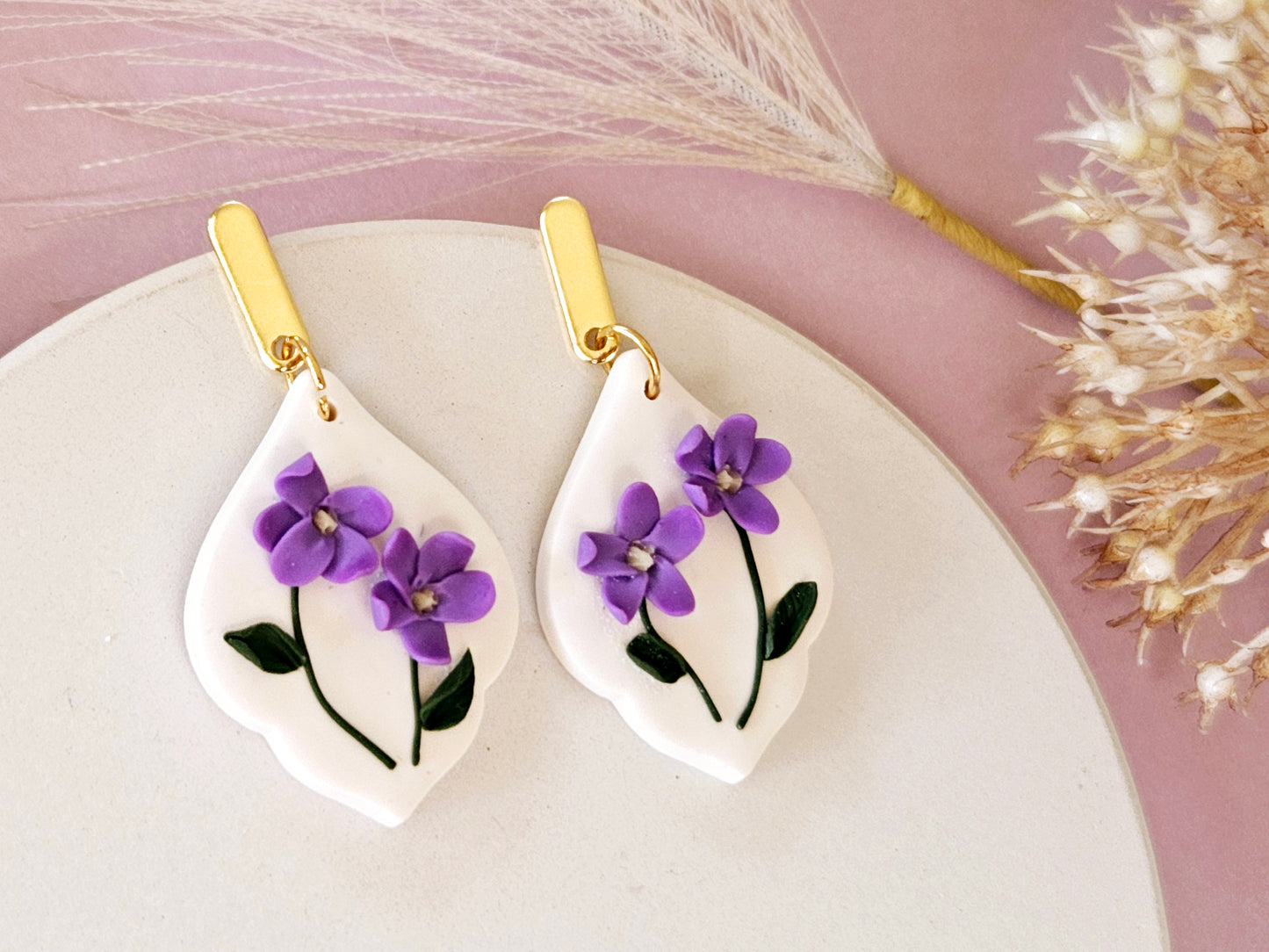 Birth Flower Collection February Violet Earrings