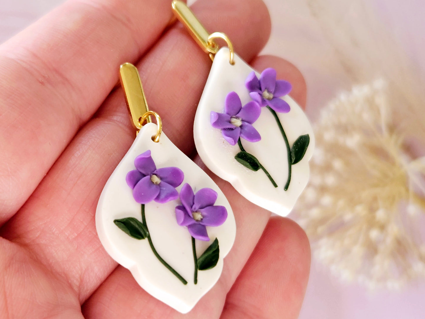 Birth Flower Collection February Violet Earrings