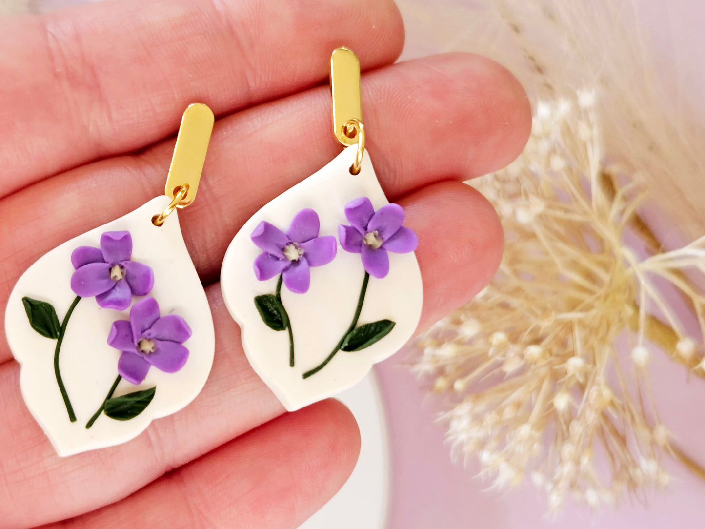 Birth Flower Collection February Violet Earrings