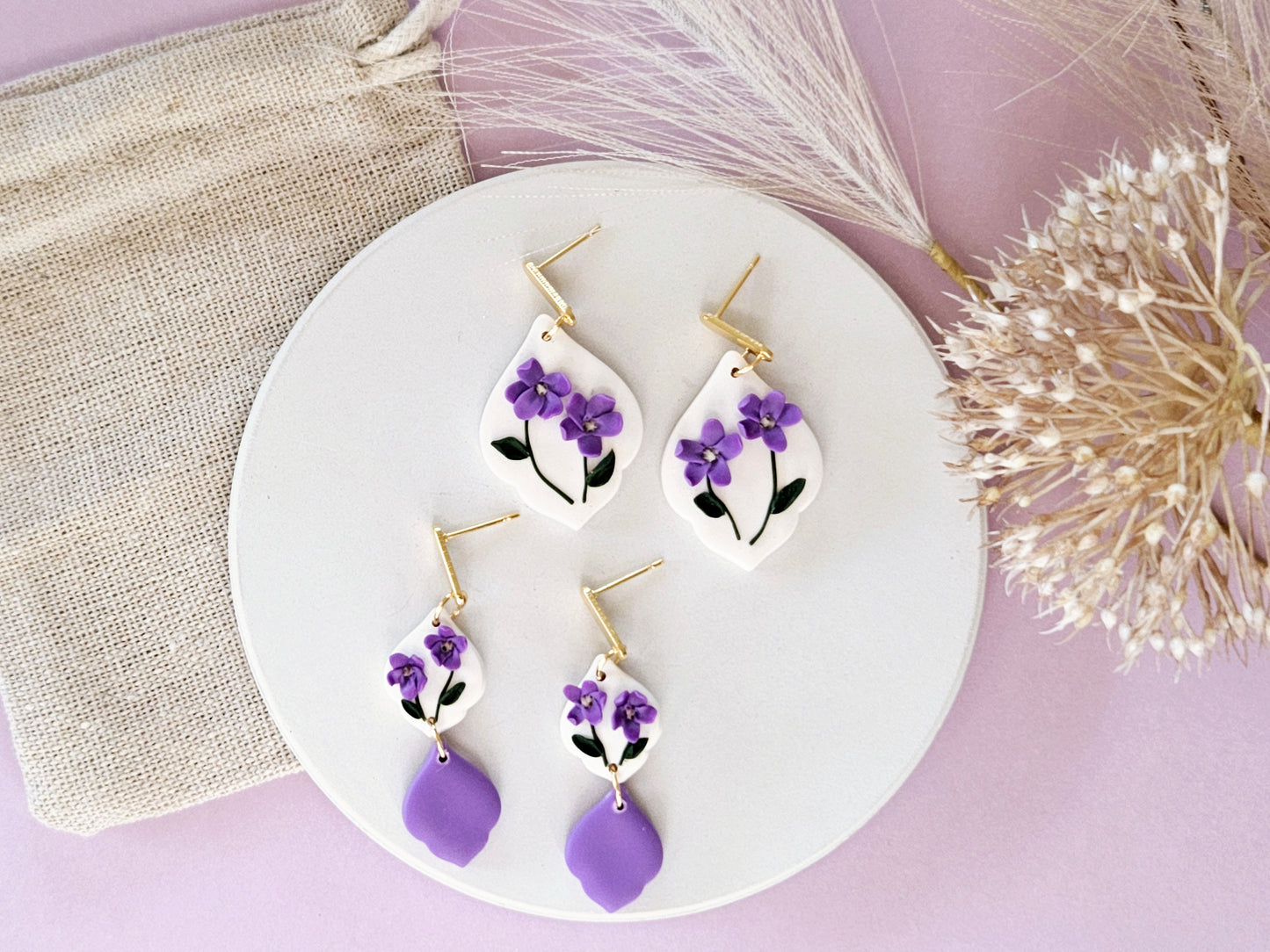 Birth Flower Collection February Violet Earrings