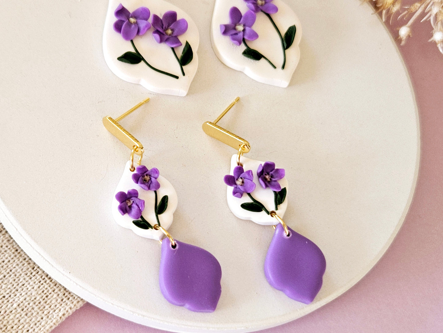 Birth Flower Collection February Violet Drop Earrings