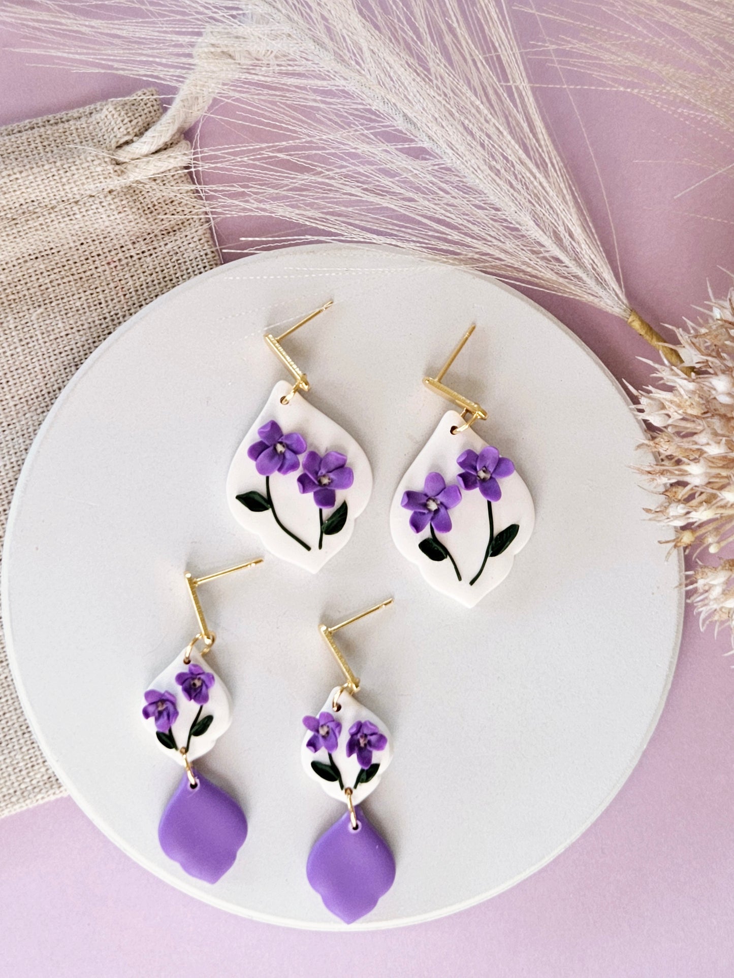 Birth Flower Collection February Violet Earrings