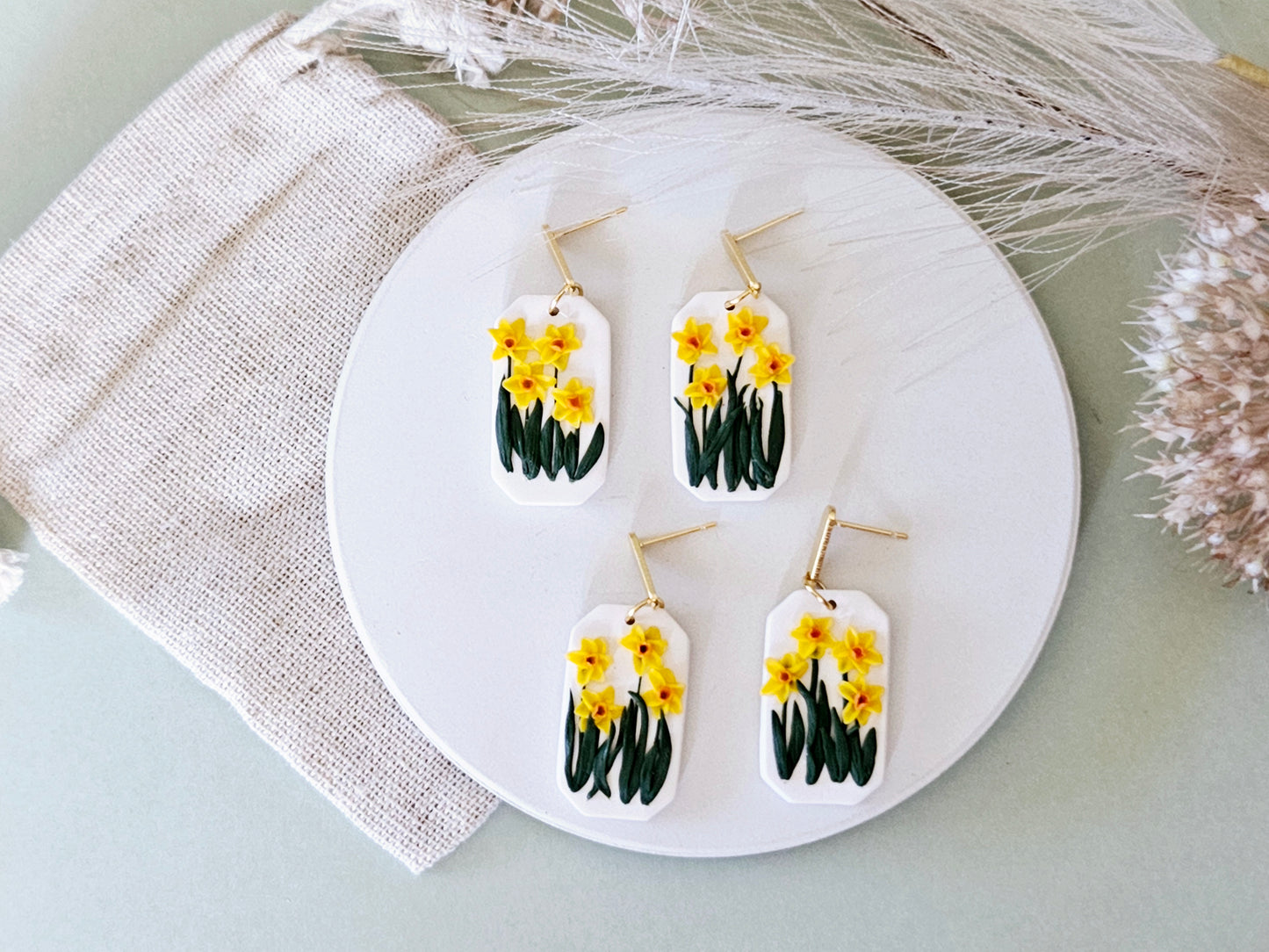 Birth Flower Collection March Daffodil Earrings