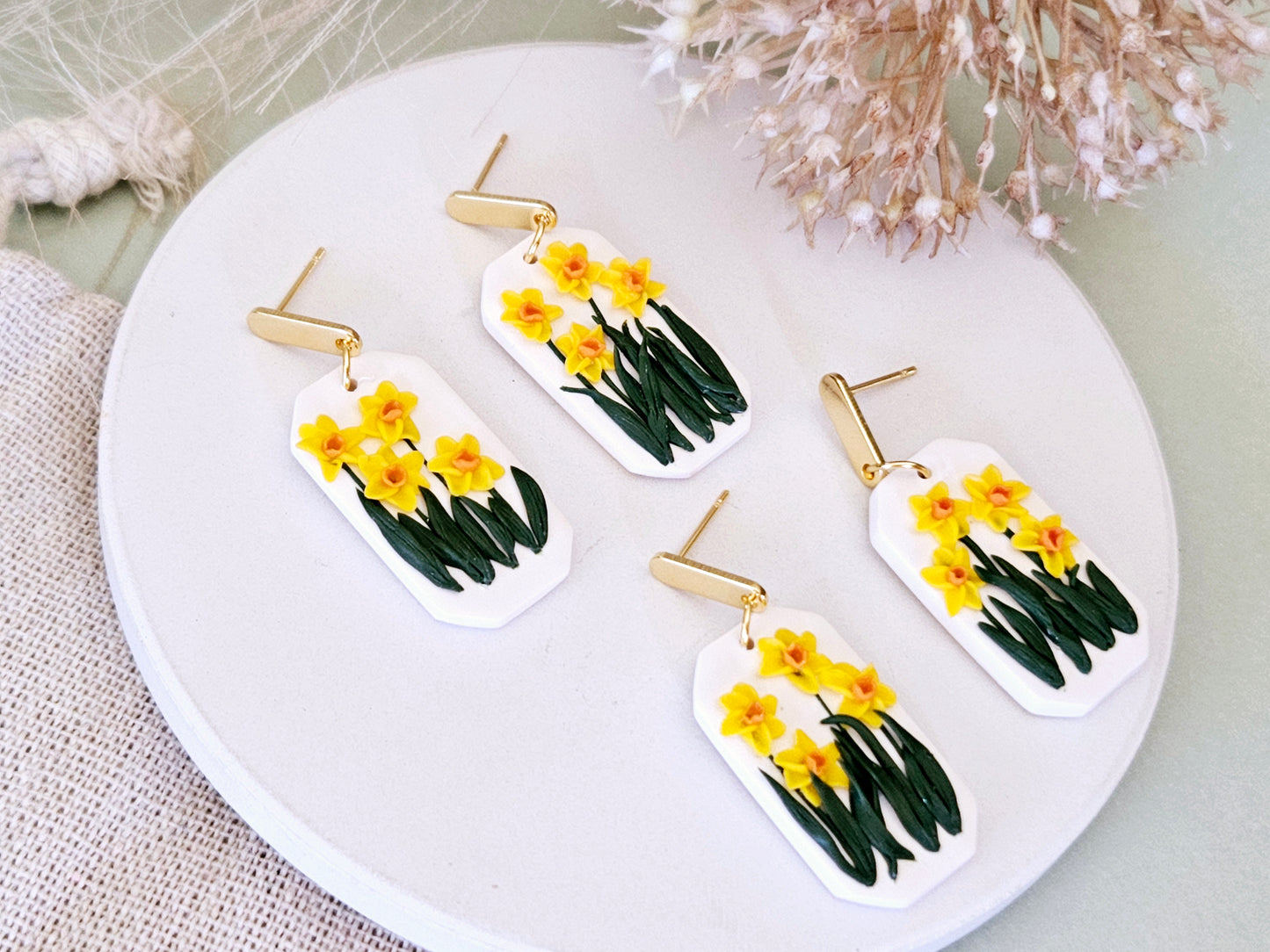 Birth Flower Collection March Daffodil Earrings