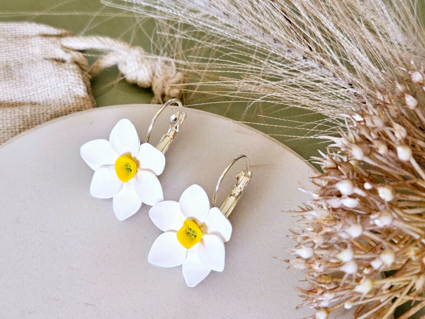 Birth Flower Collection March Daffodil French Hook Earrings